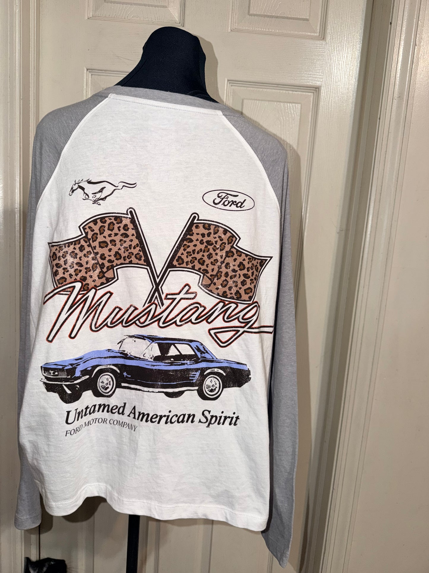 Ford Mustang Double Sided Oversized Distressed Long Sleeve Tee