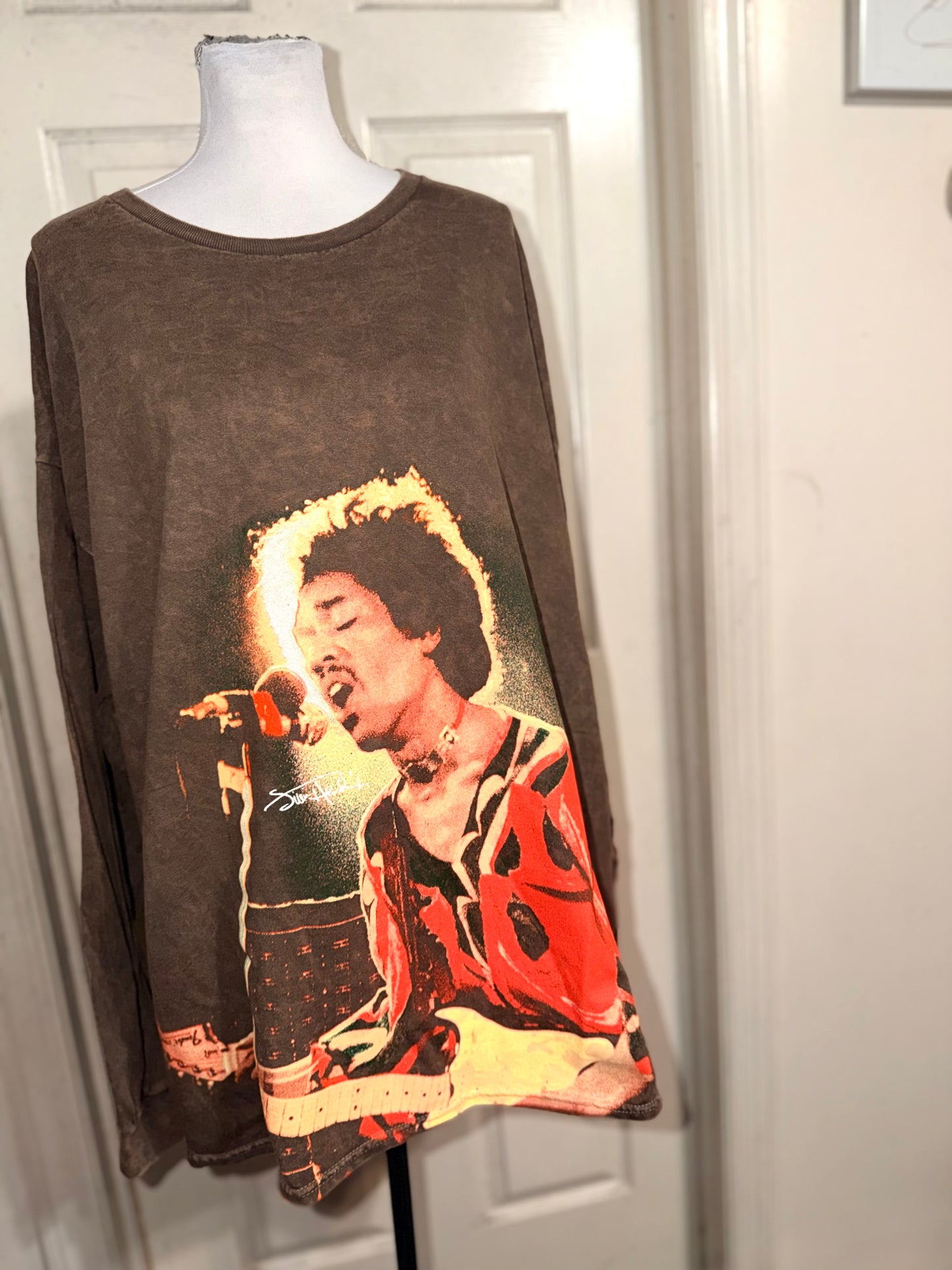 Jimi Hendrix Oversized Distressed Long Sleeve Tee