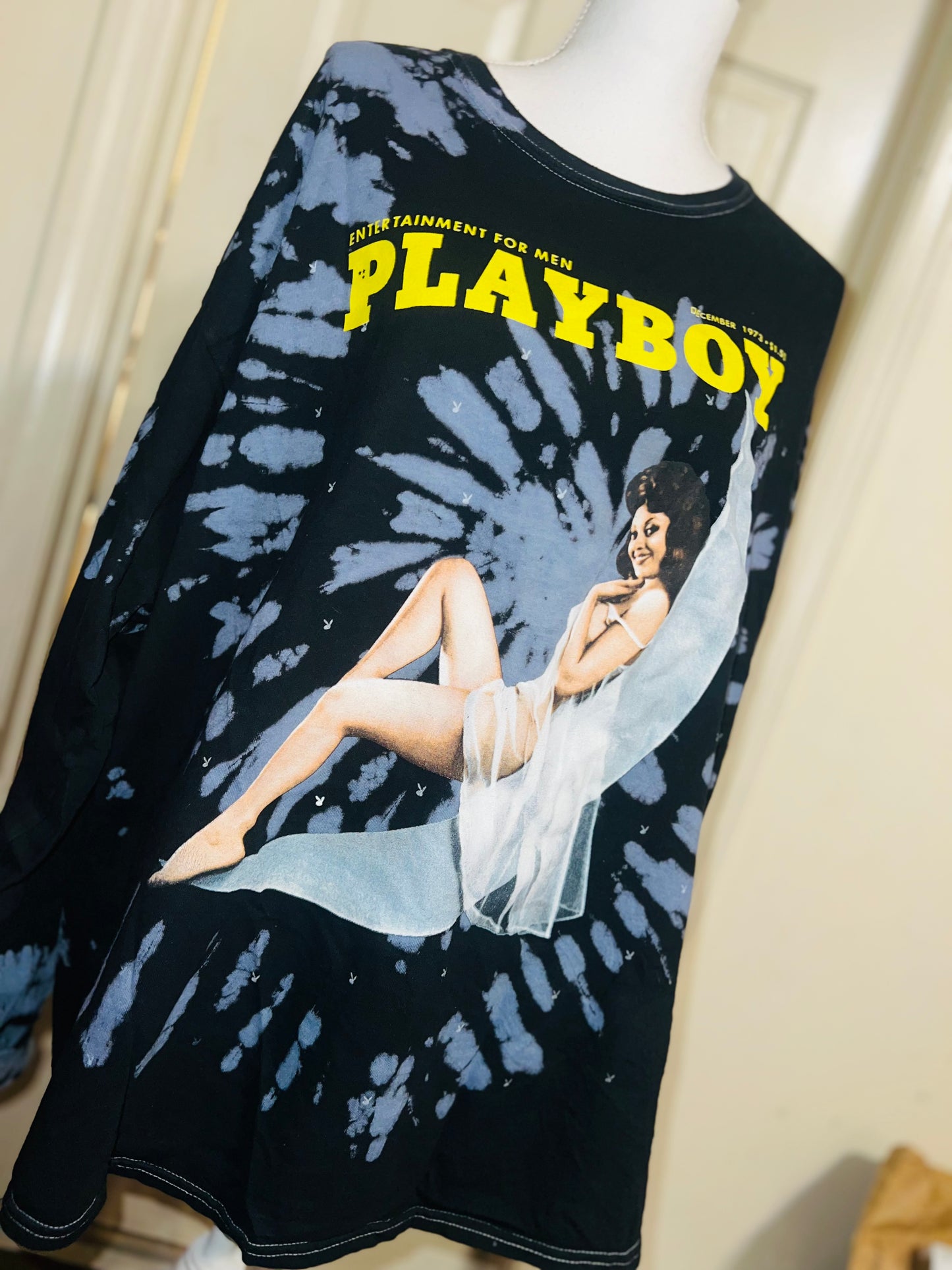 Playboy Oversized Distressed Long Sleeve Tee