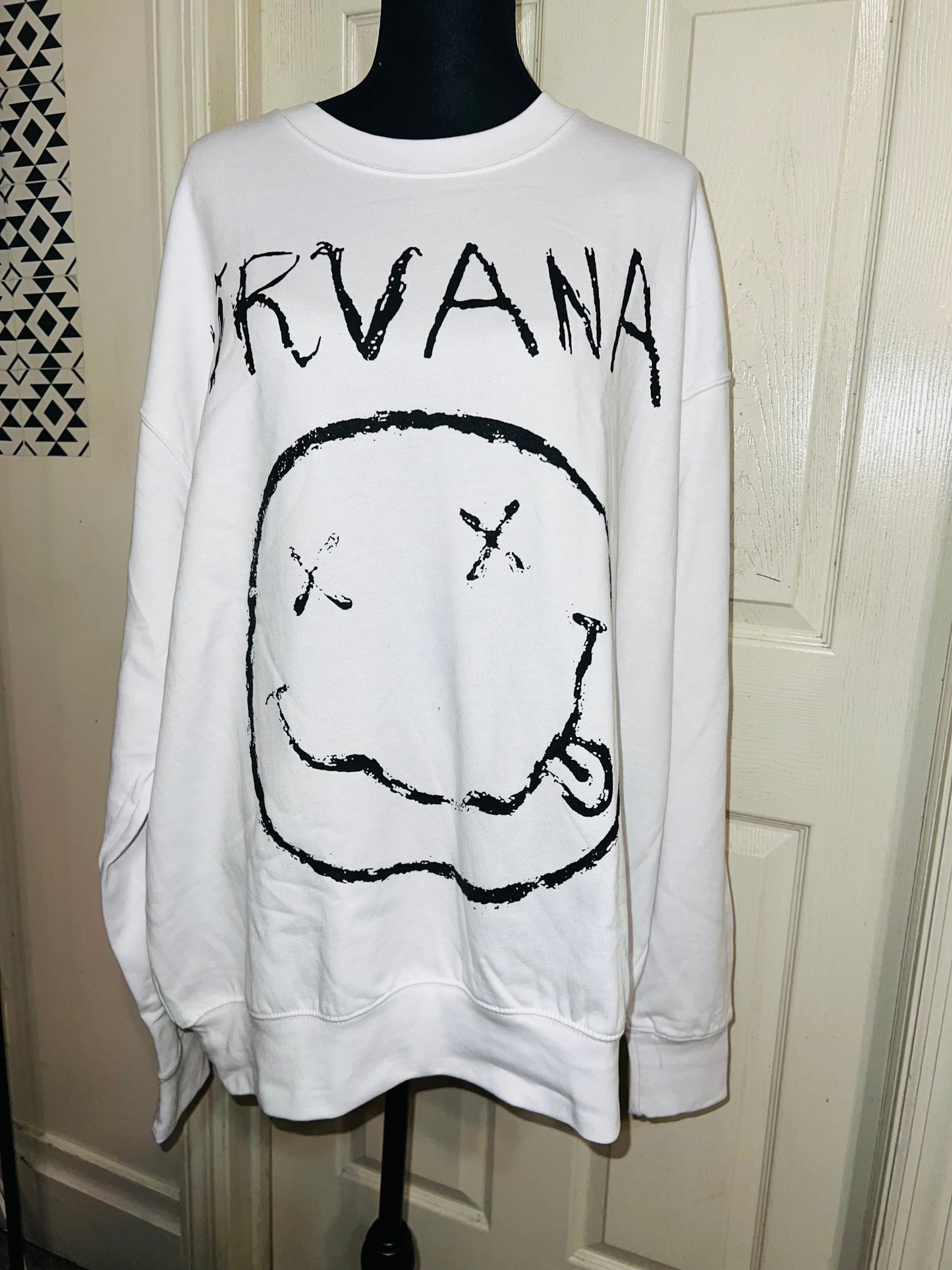 Nirvana Oversized Distressed Sweatshirt