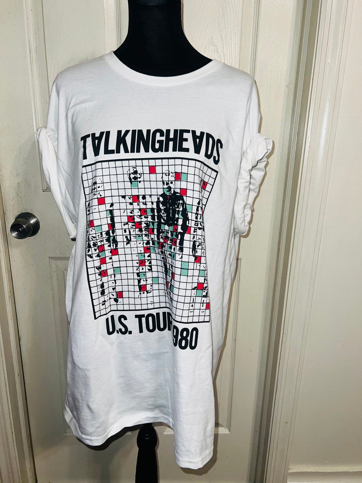 Talking Heads Double Sided Oversized Distressed Tee