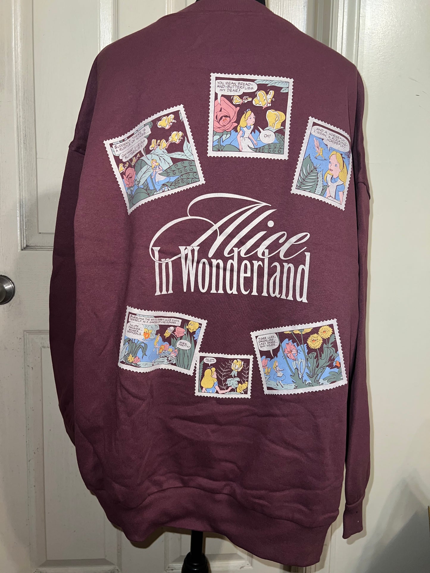 Alice in Wonderland Double Sided Oversized Distressed Sweatshirt