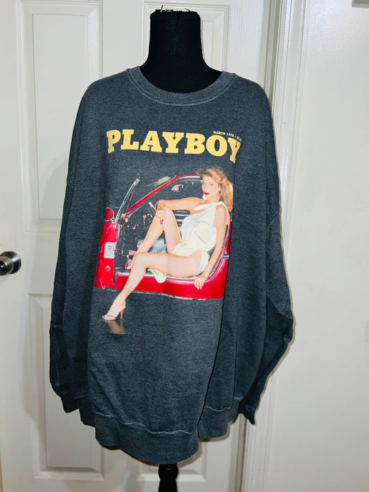 Playboy Magazine Oversized Distressed Sweatshirt