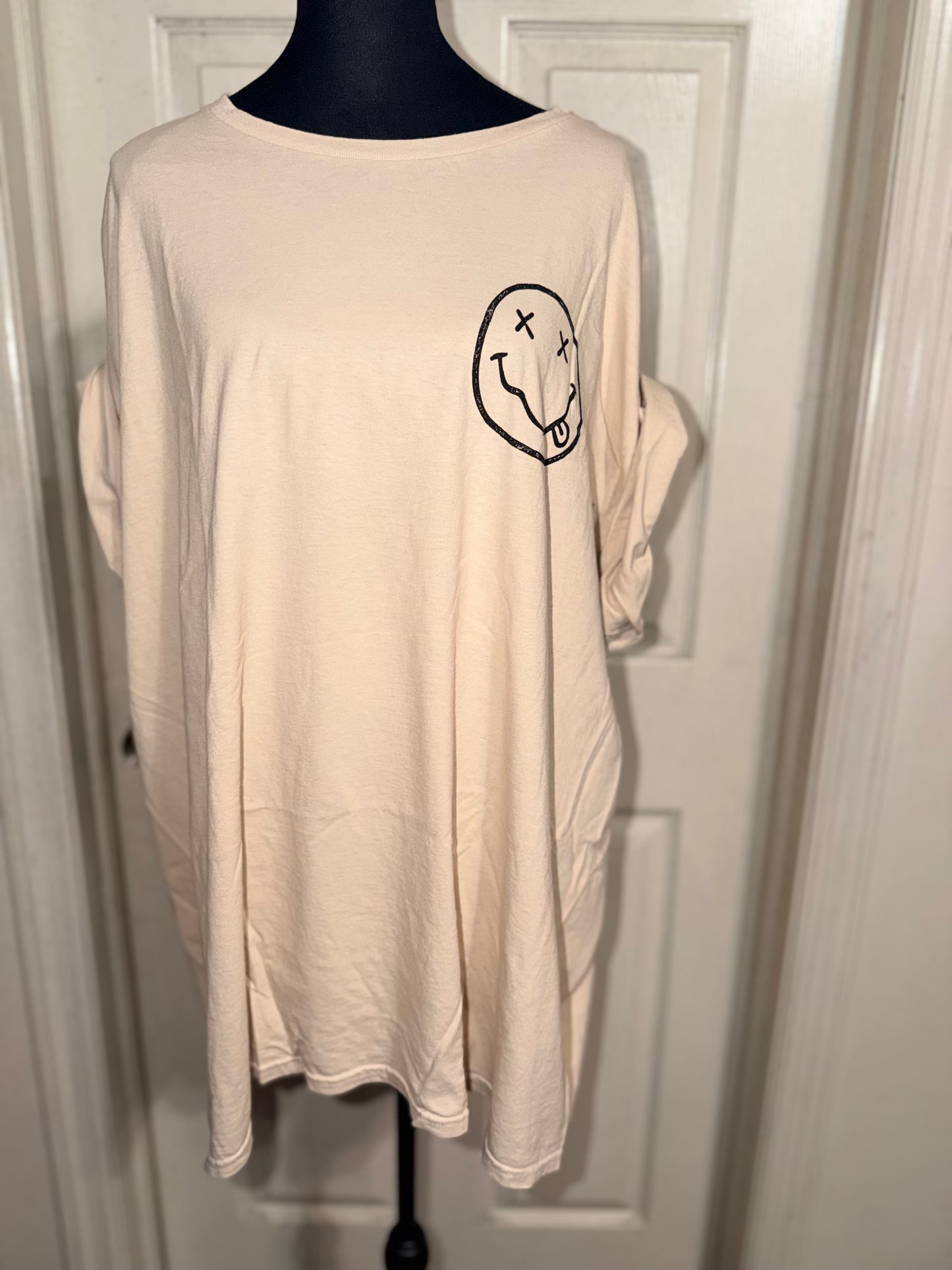 Nirvana Double Sided Oversized Distressed Tee