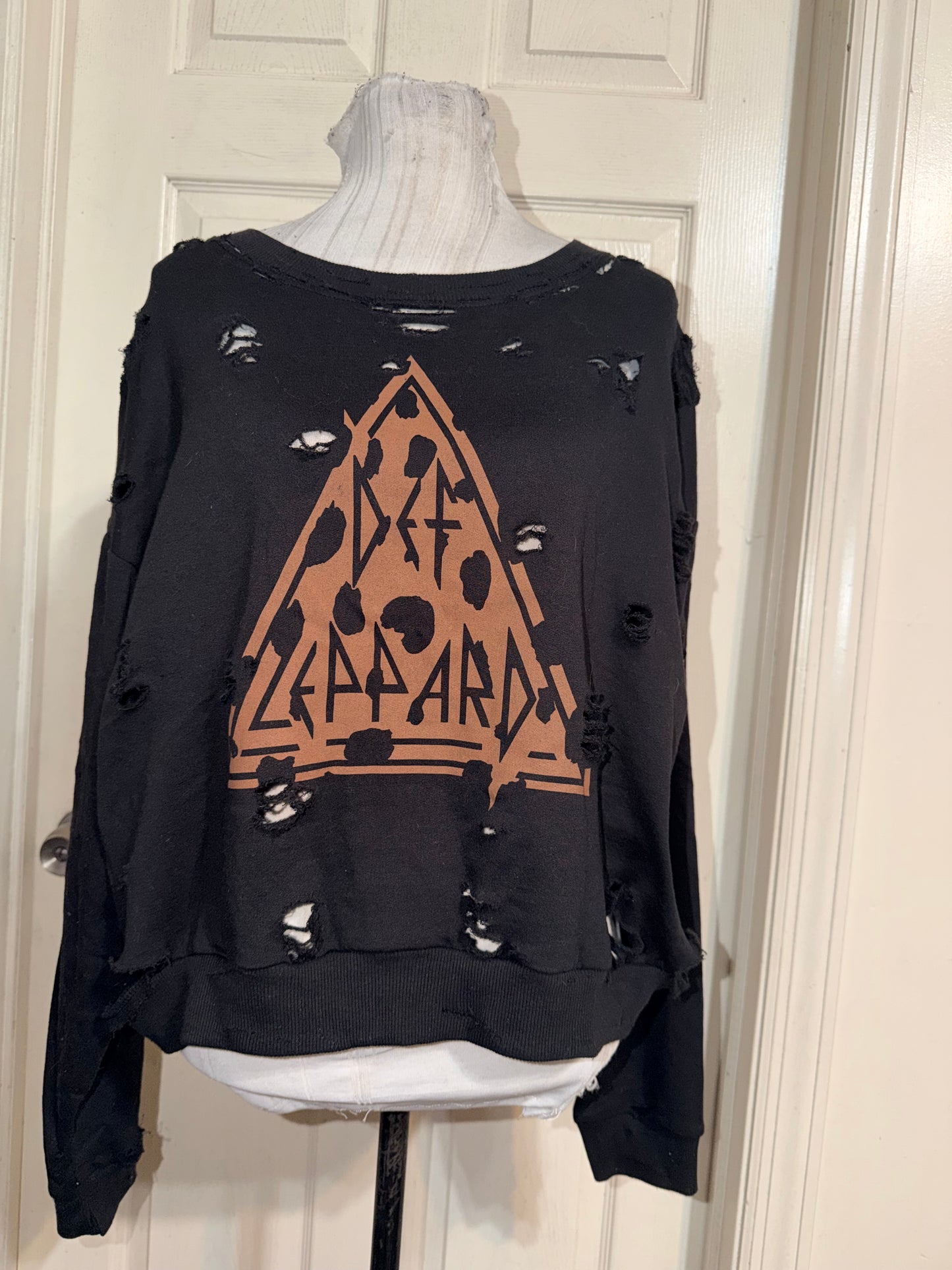 Def Leppard Oversized Distressed Sweatshirt
