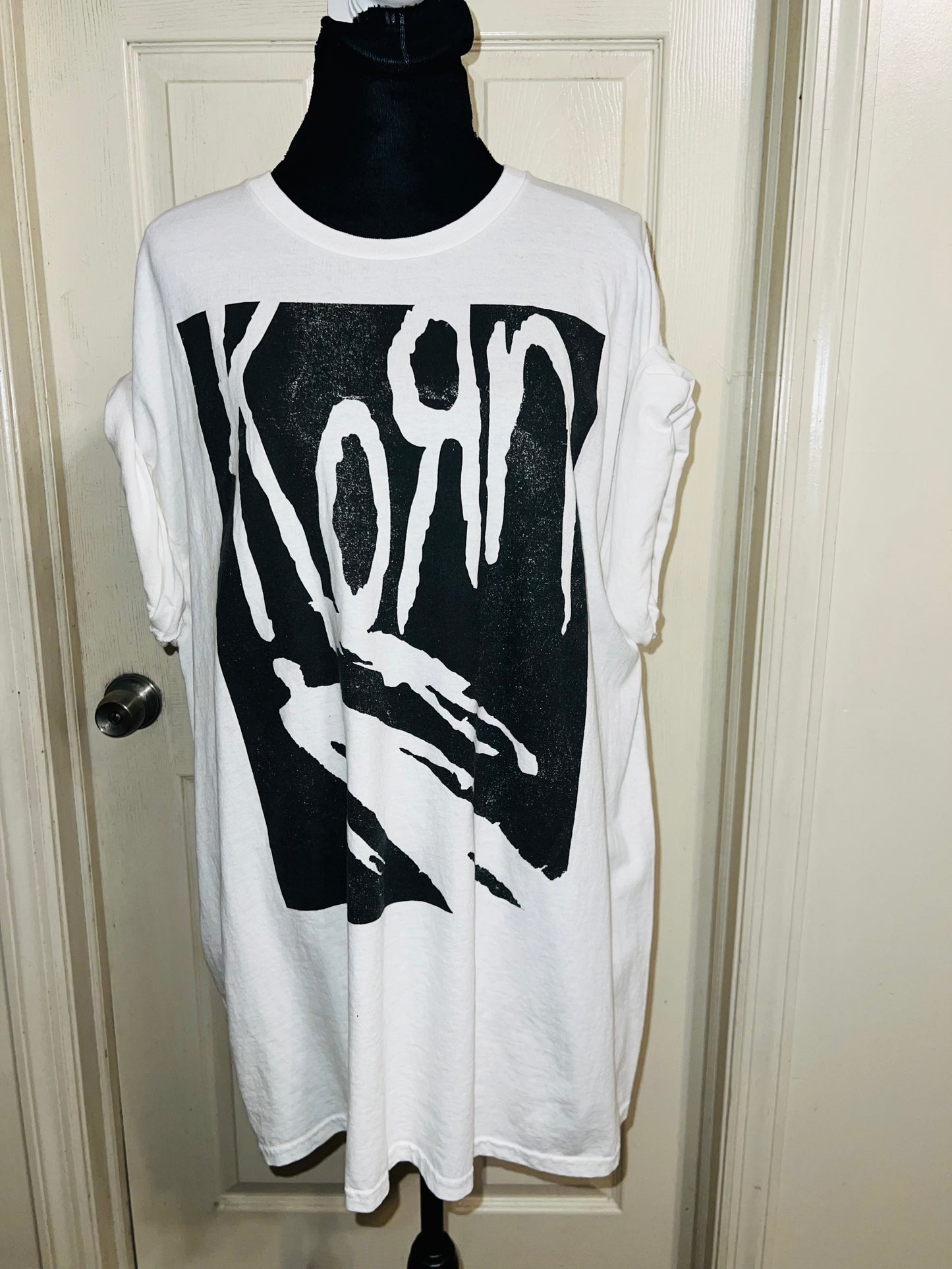 Korn Oversized Distressed T-Shirt