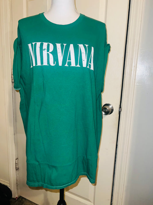 Nirvana Double Sided Oversized Distressed Tee