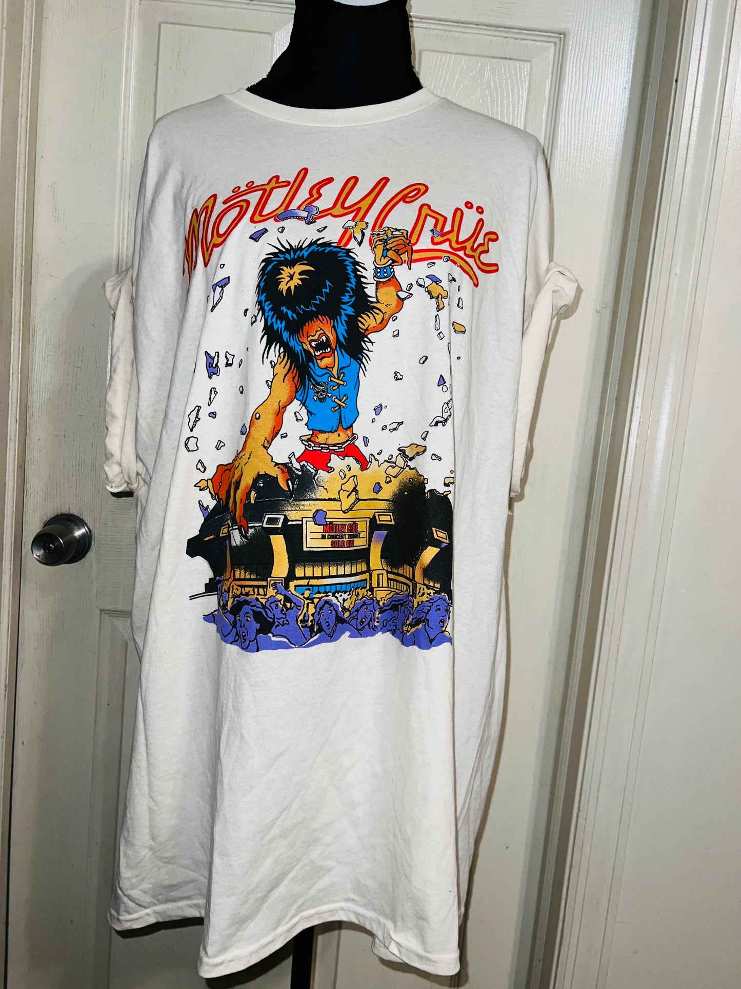 Motley Crue Tour Double Sided  Oversized Distressed Tee
