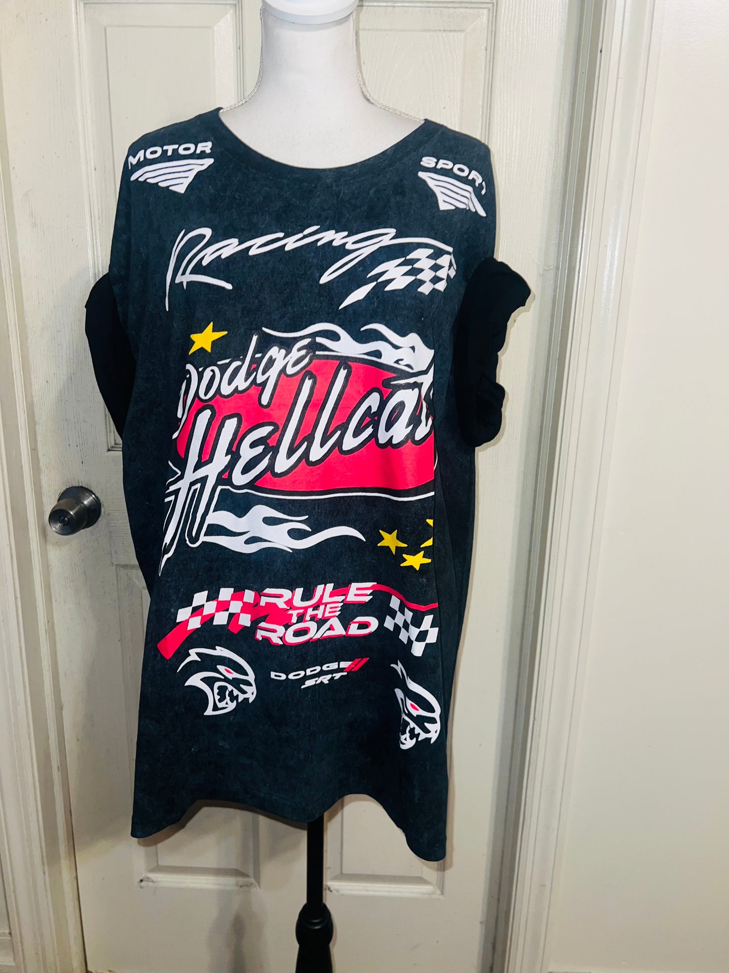 Dodge Hellcat Racing Oversized Distressed Tee  on