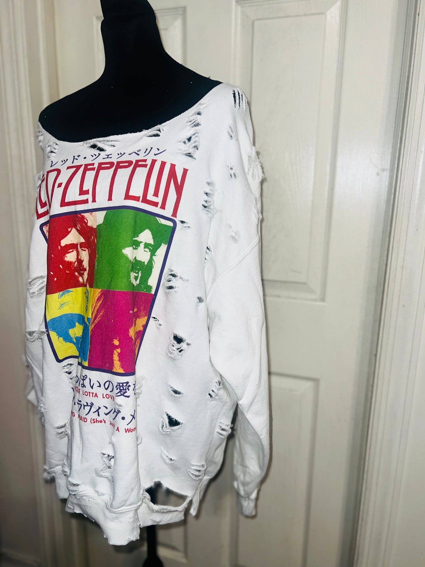 Led Zeppelin Oversized Distressed Sweatshirt
