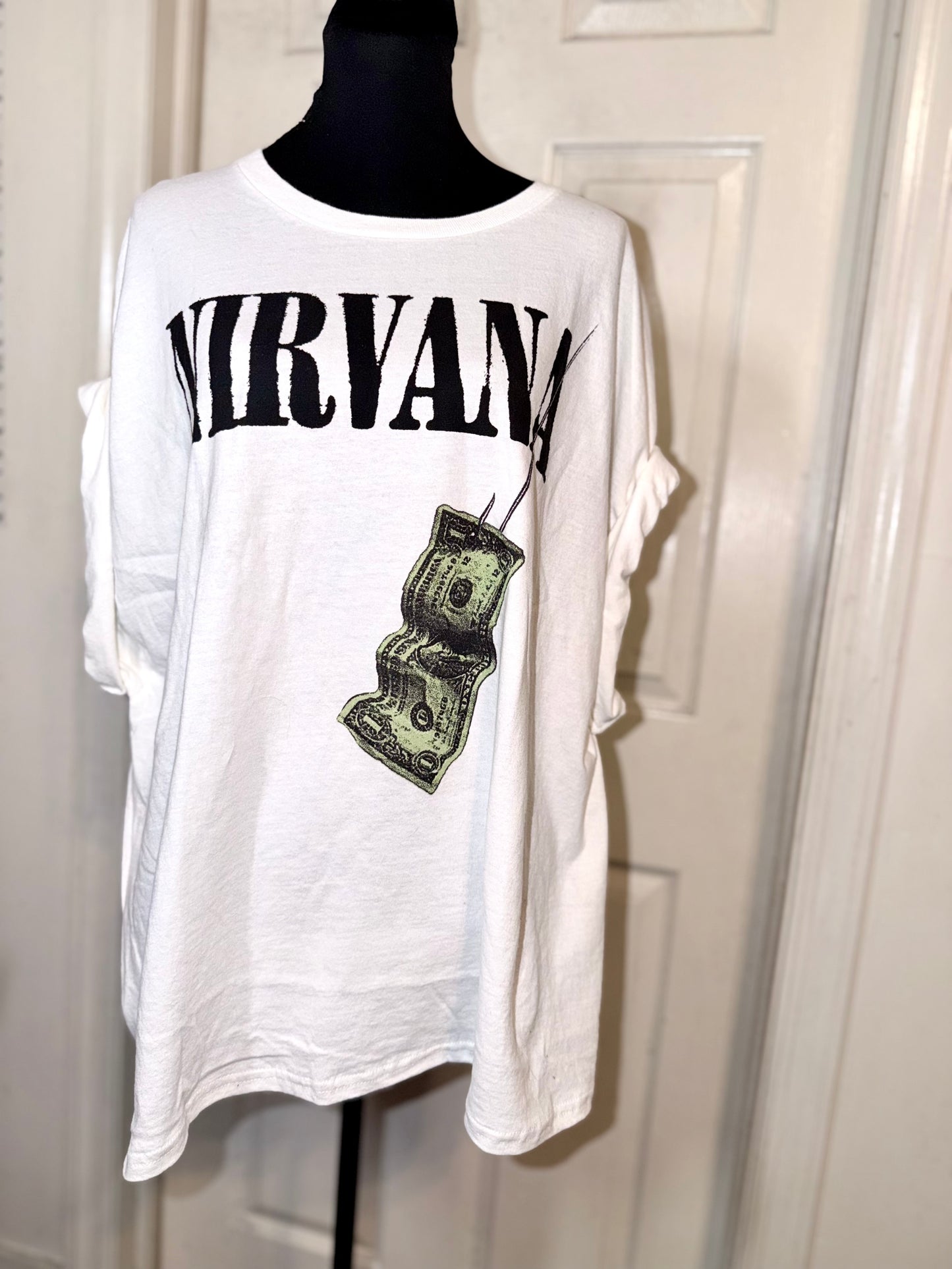 Nirvana Double Sided Oversized Distressed Tee