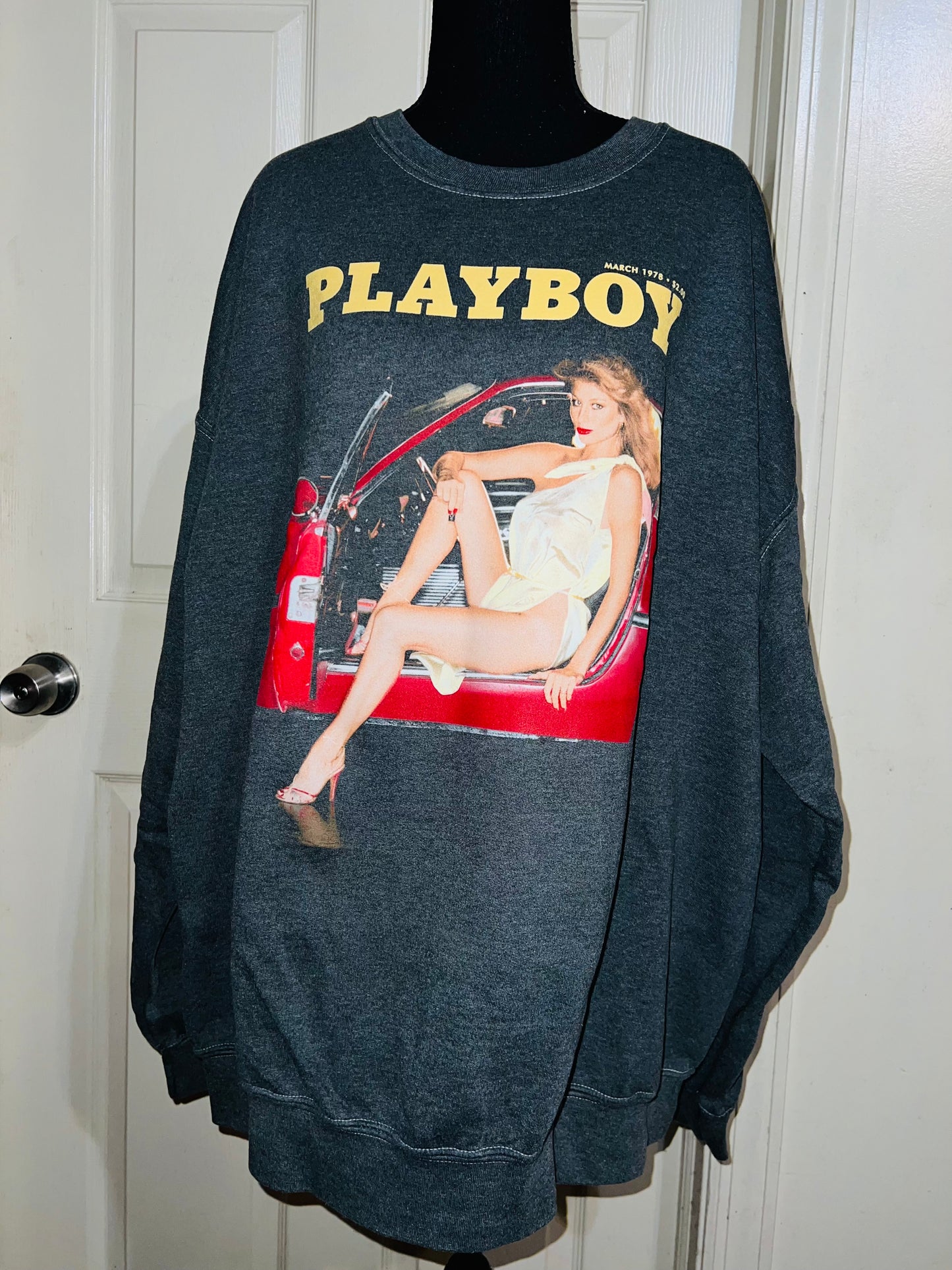 Playboy Magazine Oversized Distressed Sweatshirt