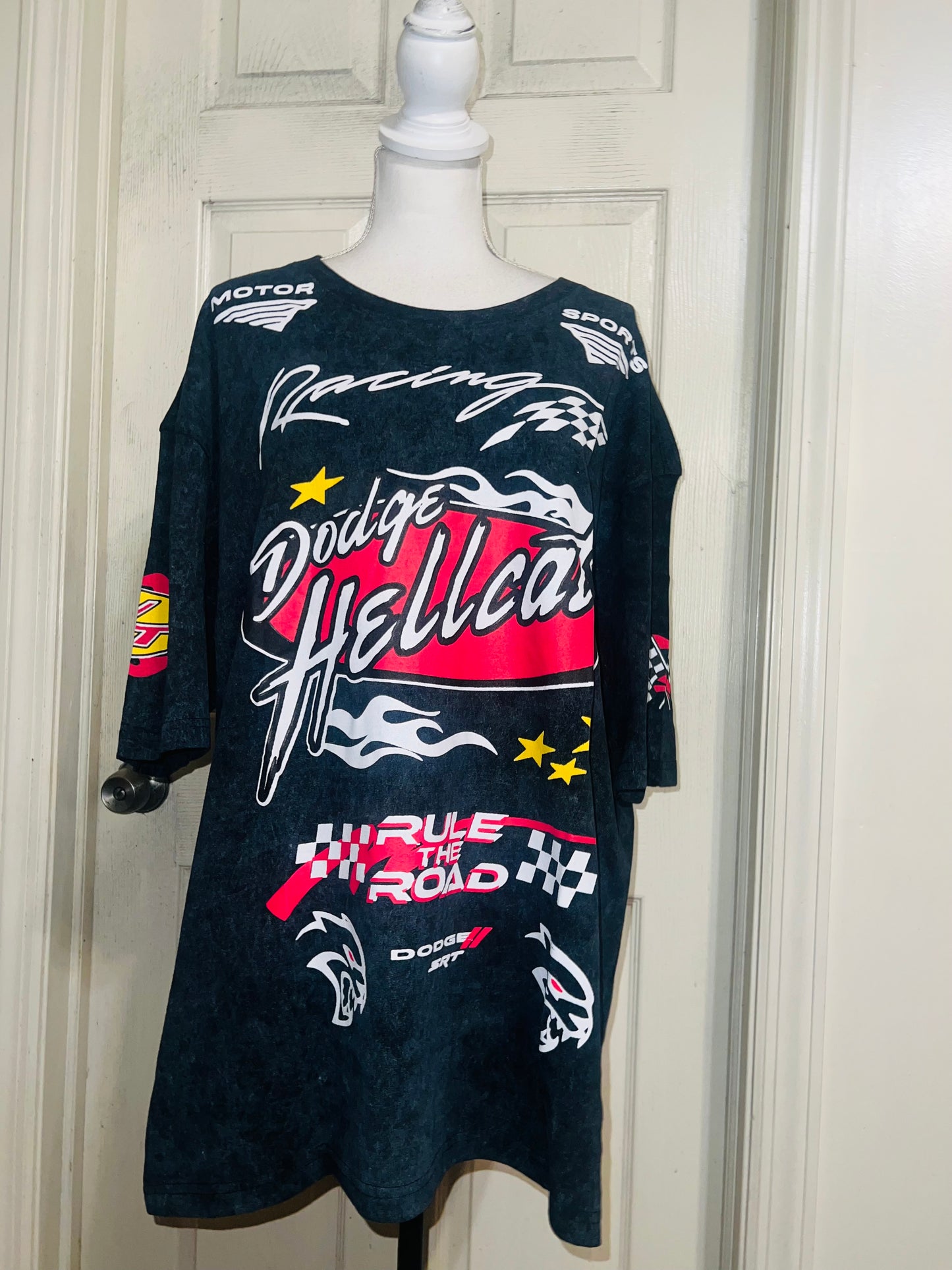 Dodge Hellcat Racing Oversized Distressed Tee  on