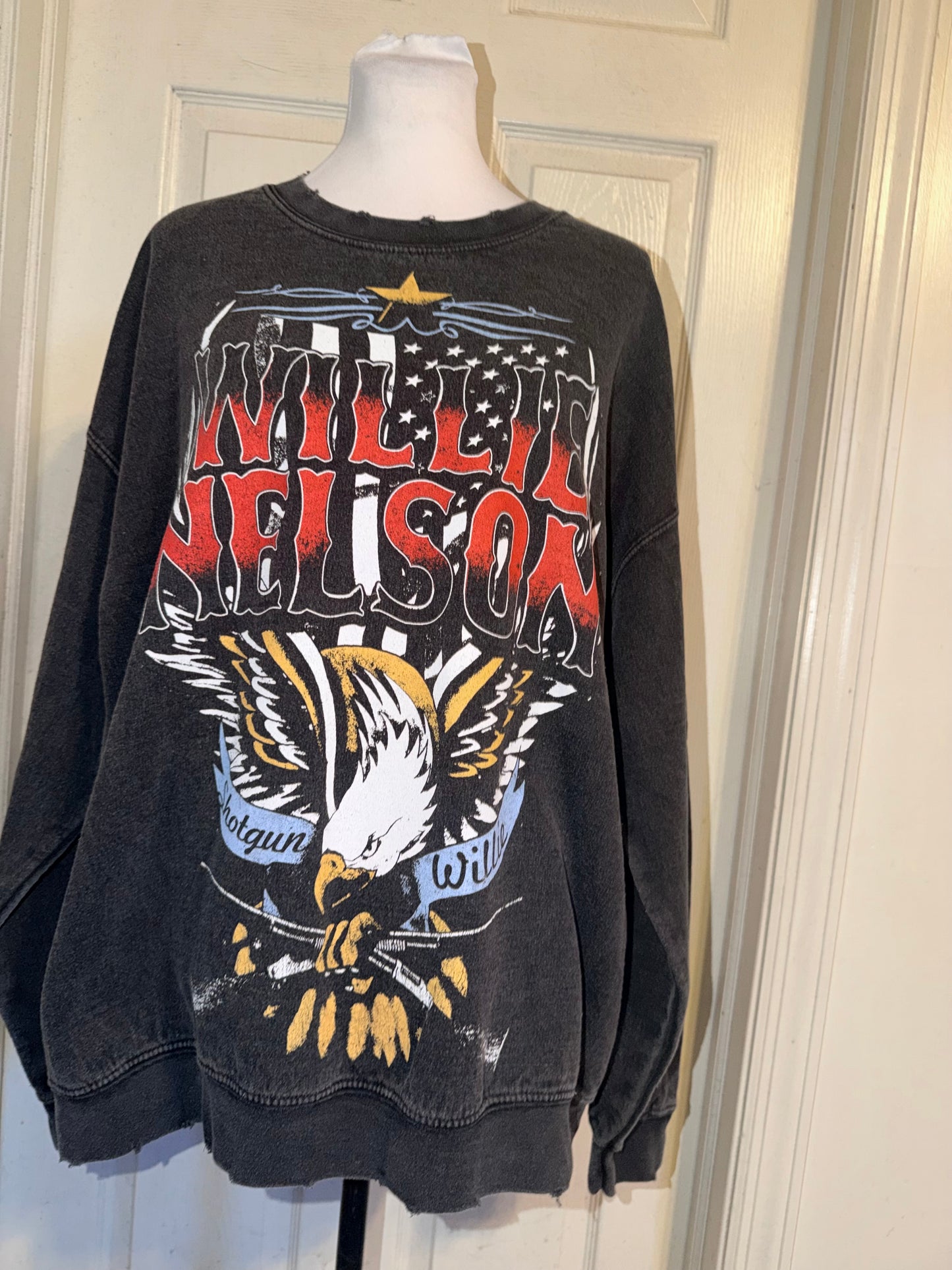 Willie Nelson Oversized Distressed Sweatshirt
