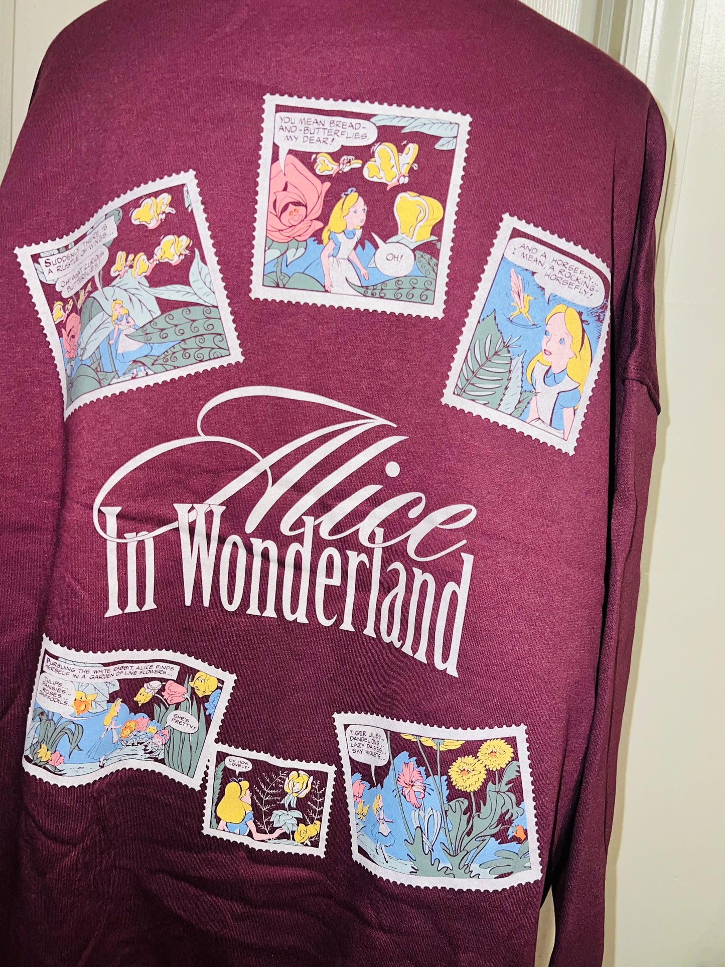 Alice in Wonderland Double Sided Oversized Distressed Sweatshirt