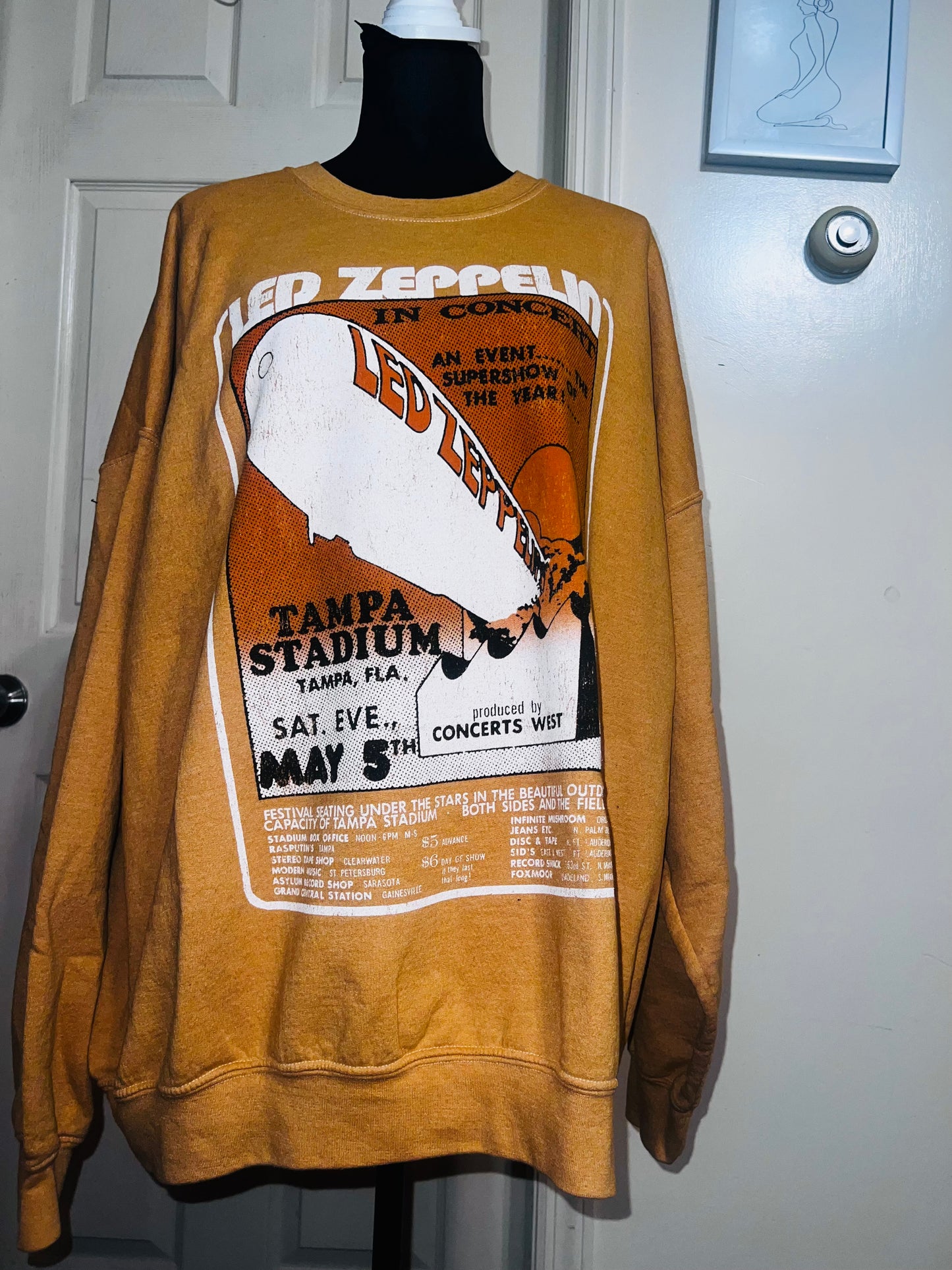 Led Zeppelin Oversized Distressed Sweatshirt