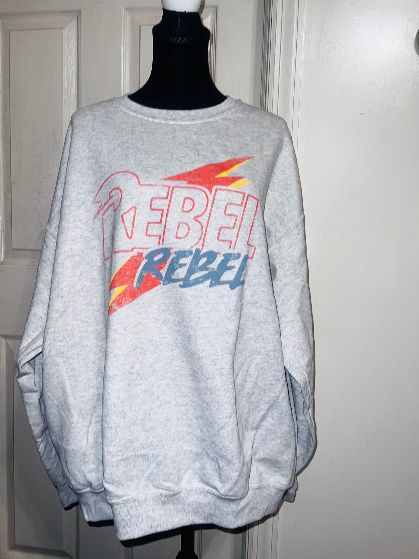 Rebel Rebel Bowie Oversized Distressed Sweatshirt