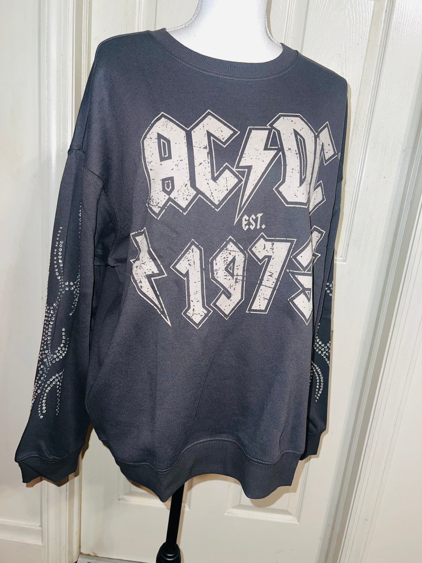 AC/DC Oversized Distressed Sweatshirt