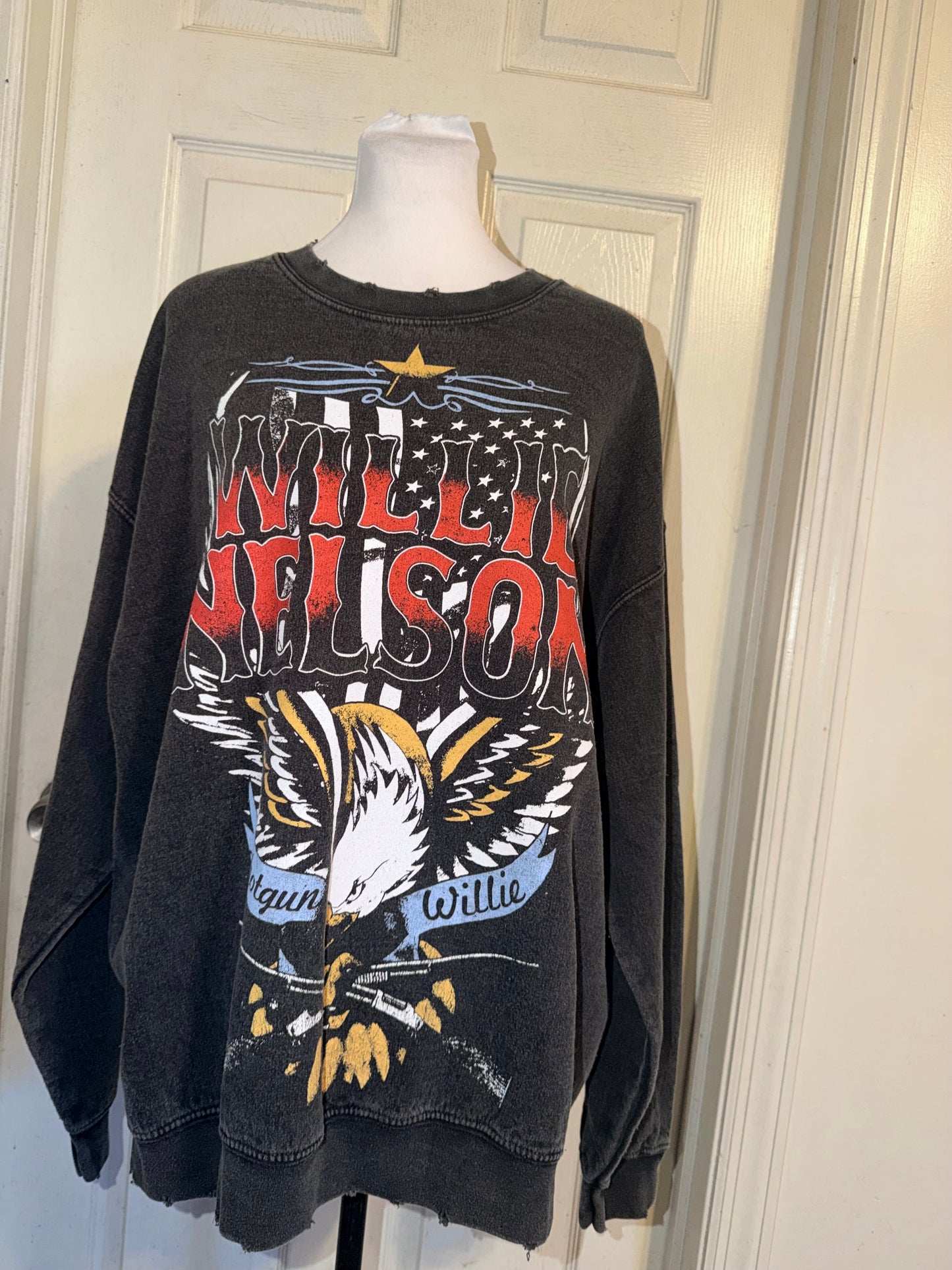 Willie Nelson Oversized Distressed Sweatshirt