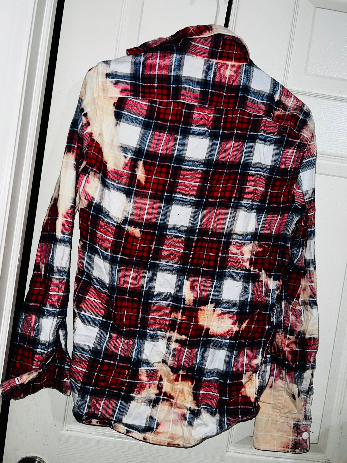 Bleached Oversized Flannel with Band Patches