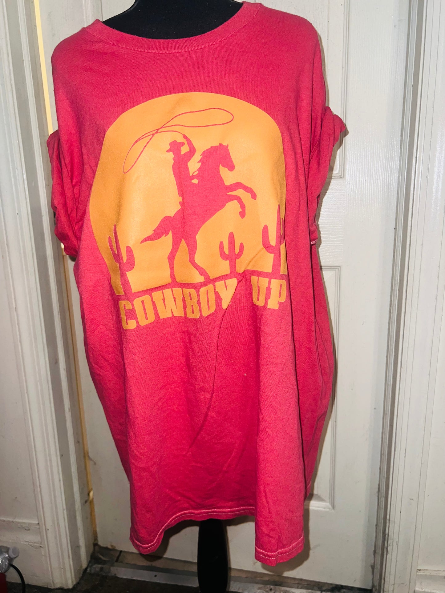 Cowboy Up Oversized Distressed Tee