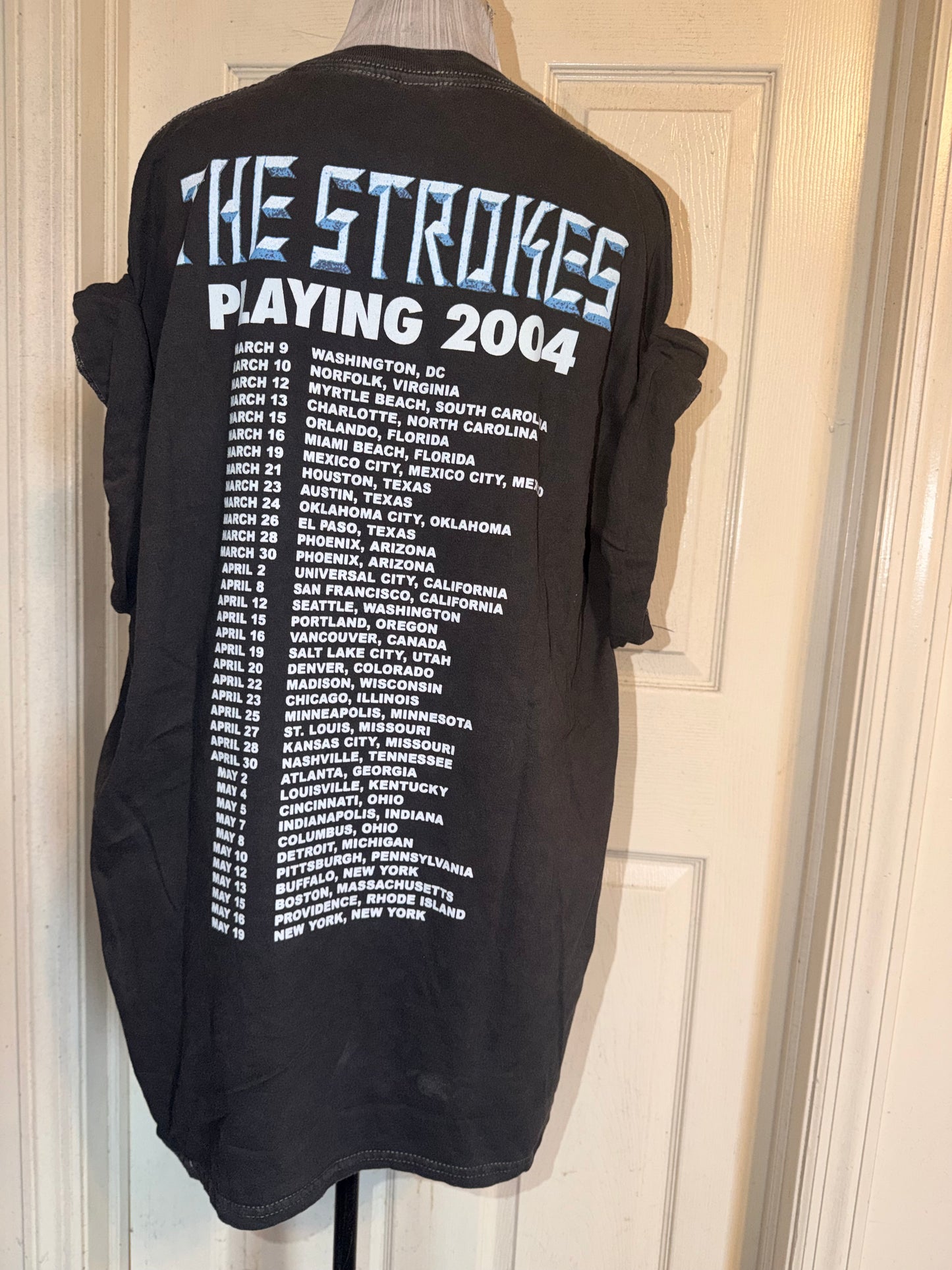 The Strokes Double Sided Oversized Distressed Tee