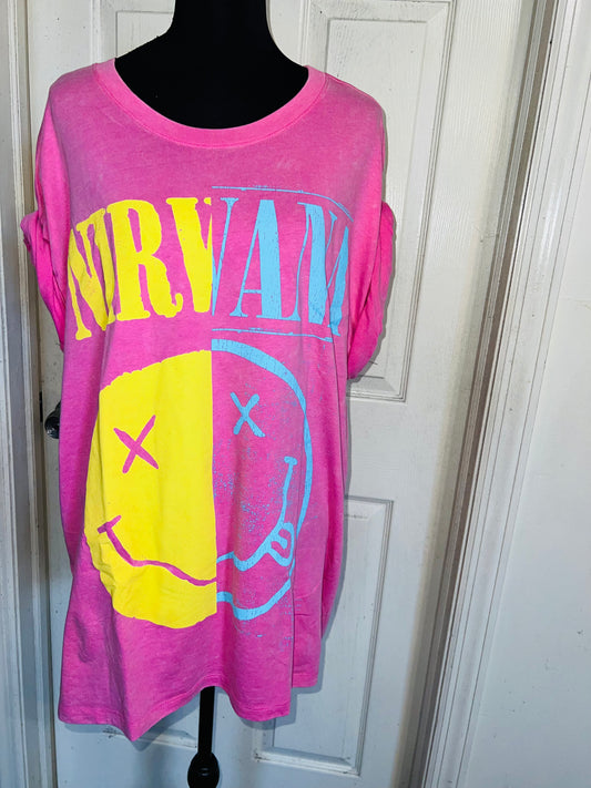 Nirvana Double Sided Oversized Distressed Tee