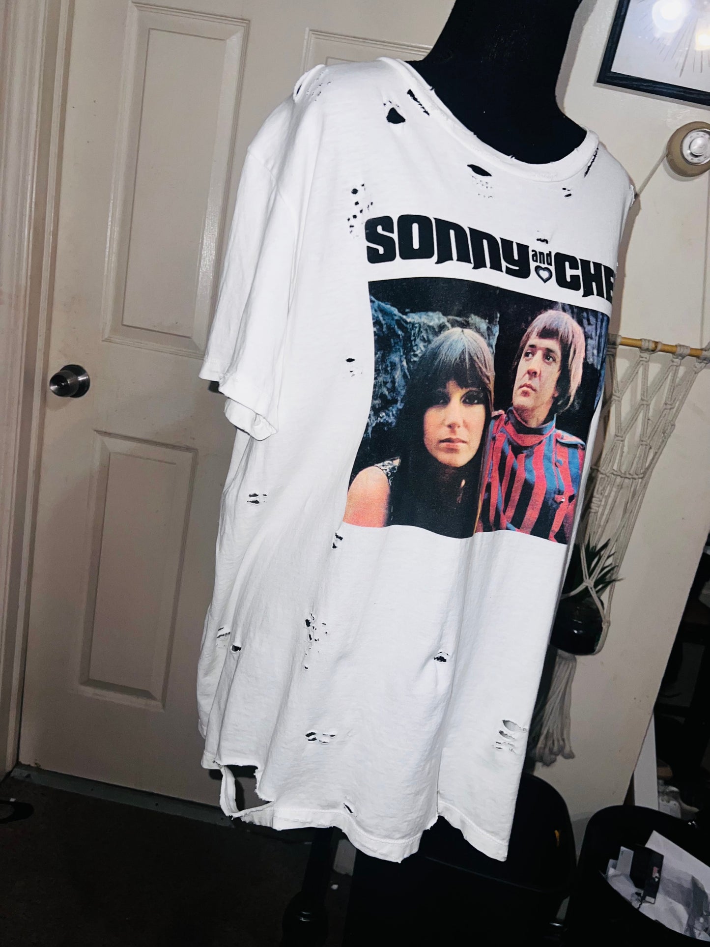 Sonny and Cher Oversized Distressed Tee