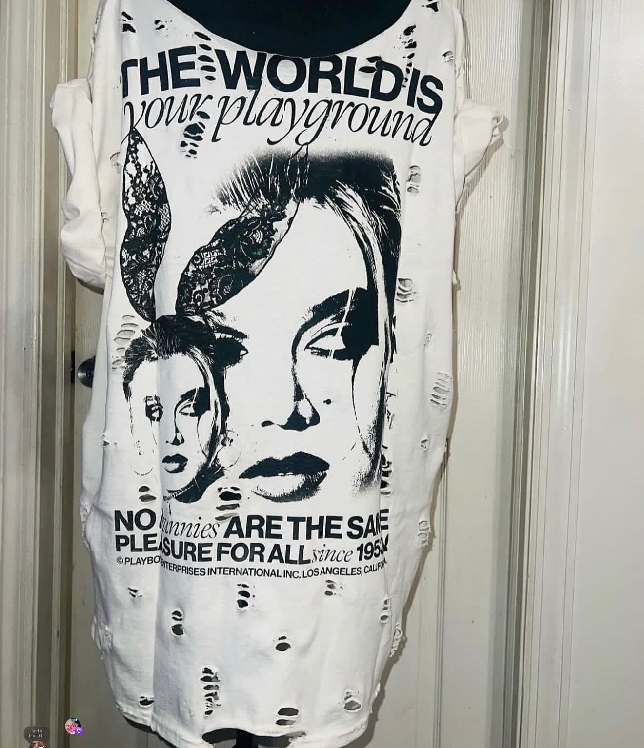 Playboy Double Sided Oversized Distressed Tee