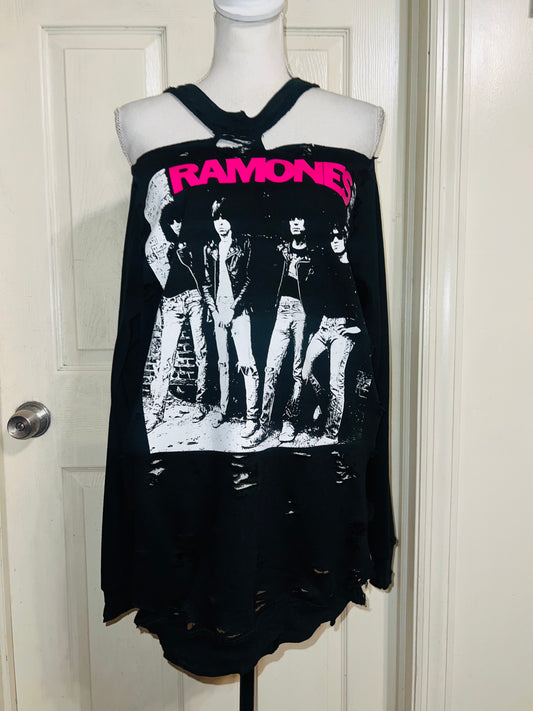 Ramones Oversized Distressed Sweatshirt