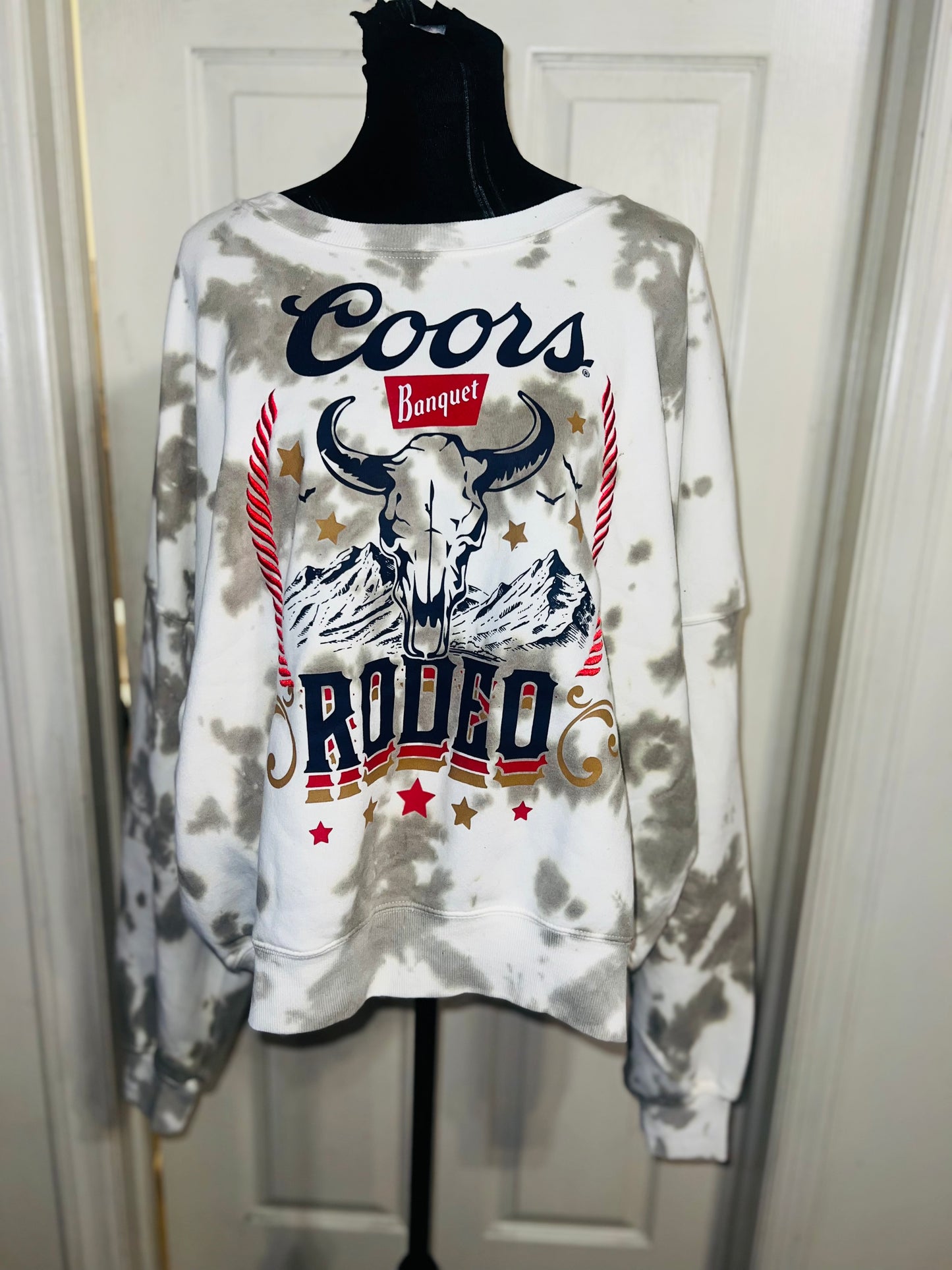 Coors Banquet Rodeo Oversized Distressed Sweatshirt