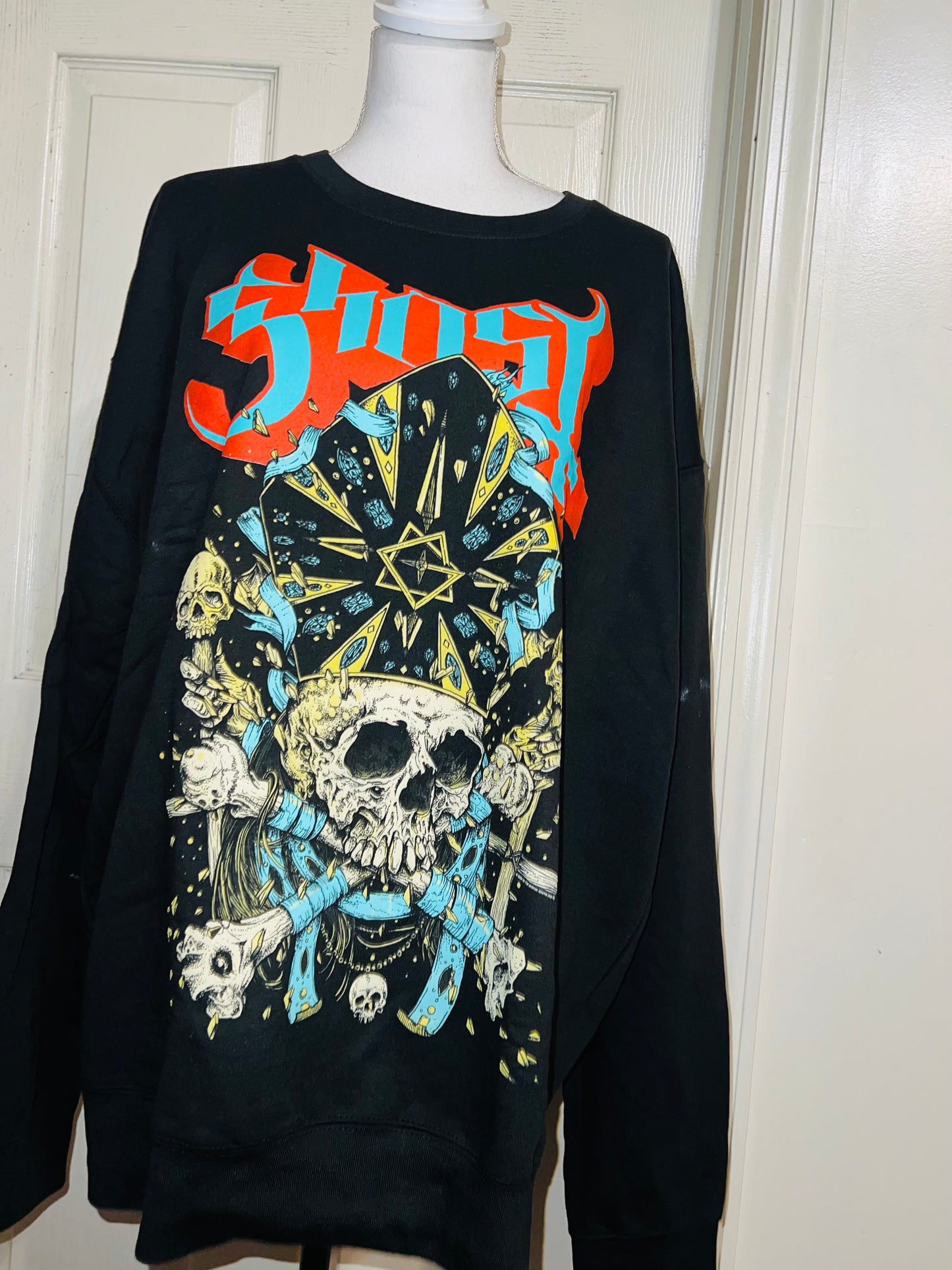 Ghost Oversized Distressed Sweatshirt