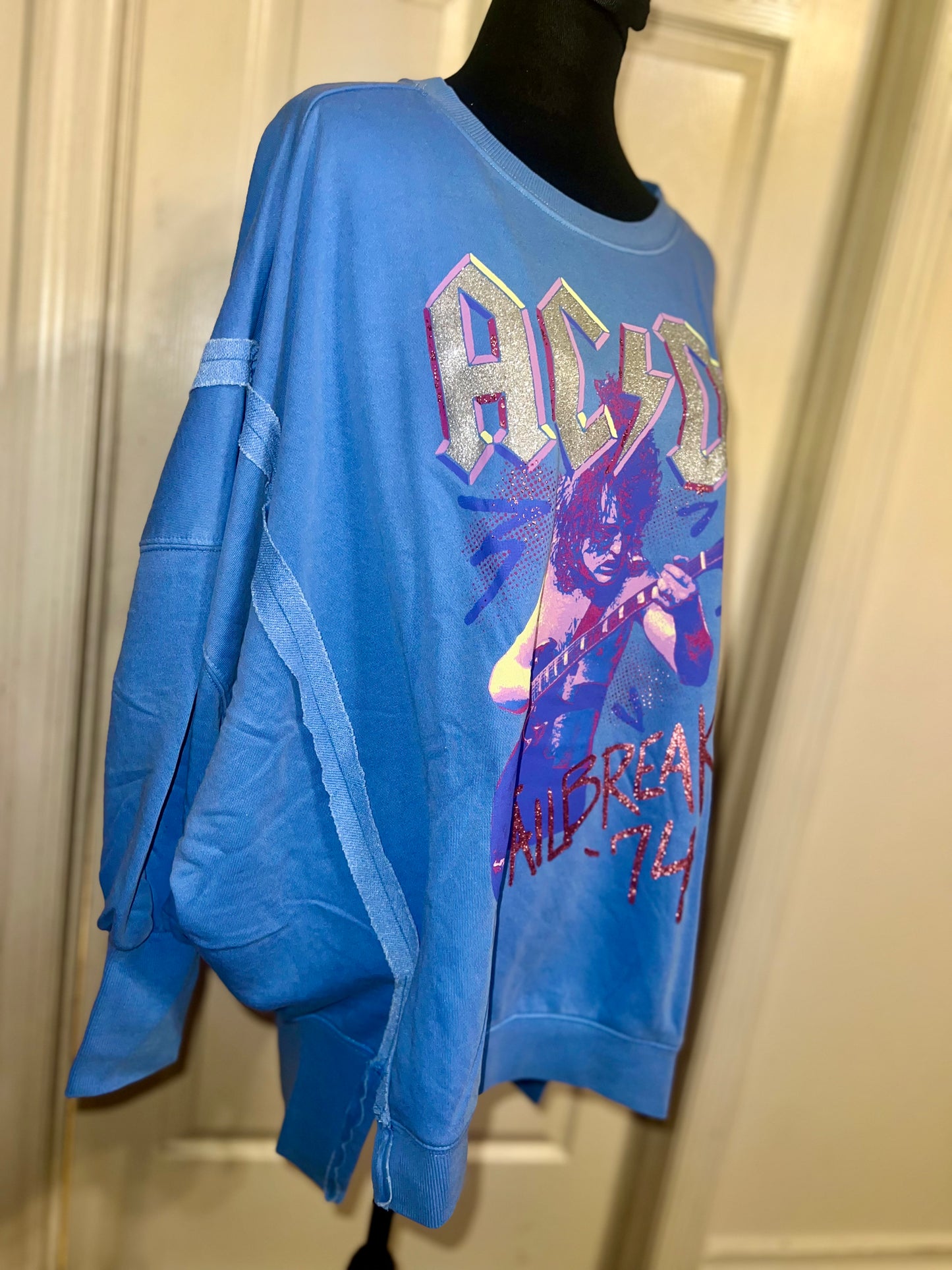 AC/DC Oversized Distressed Sweatshirt