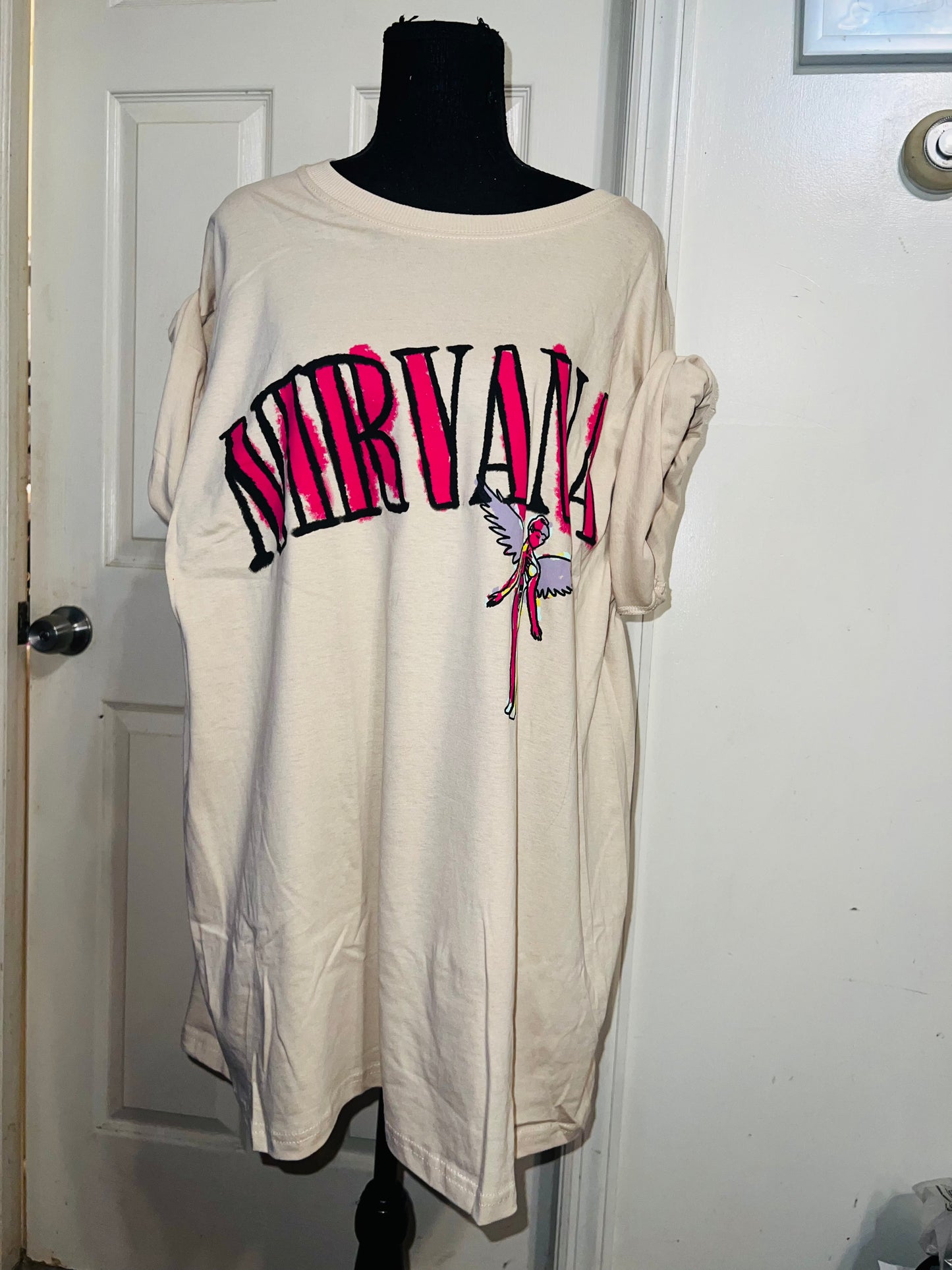 Nirvana Double Sided Oversized Distressed Tee