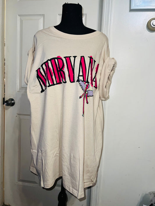 Nirvana Double Sided Oversized Distressed Tee