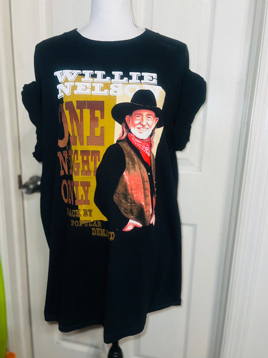 Willie Nelson Double Sided Distressed Vintage Oversized Tee