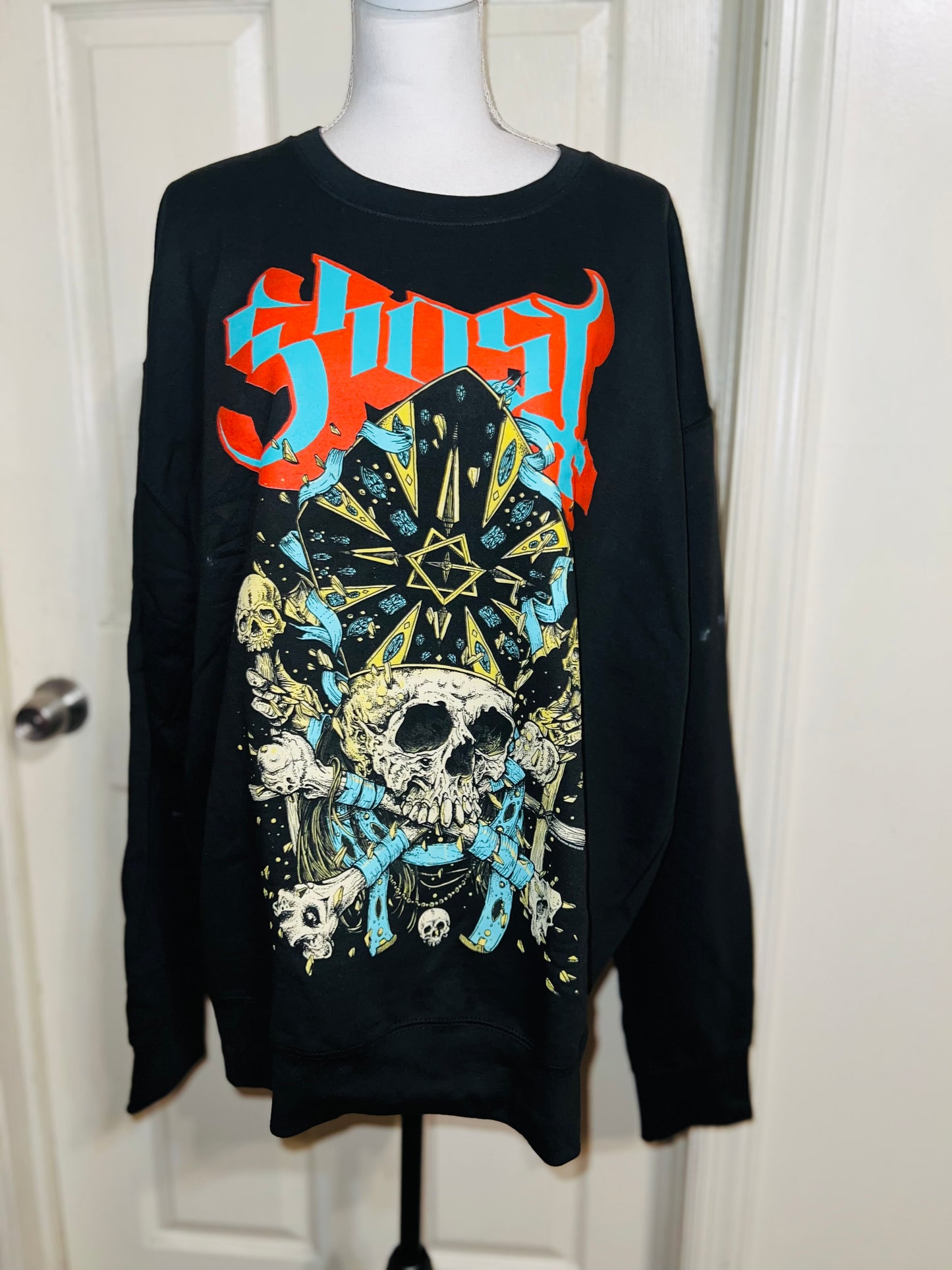 Ghost Oversized Distressed Sweatshirt