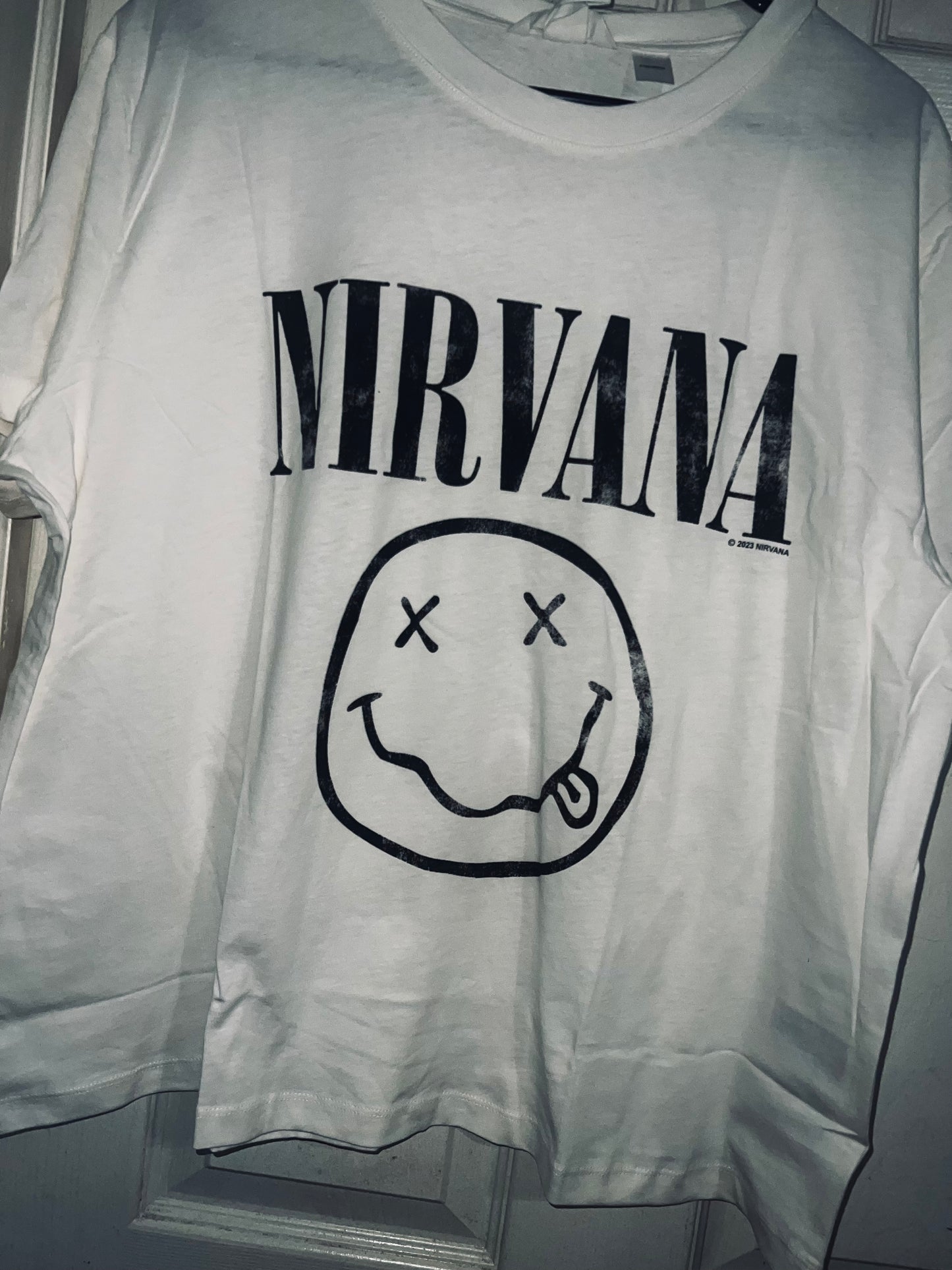 Nirvana Off White Distressed Tee