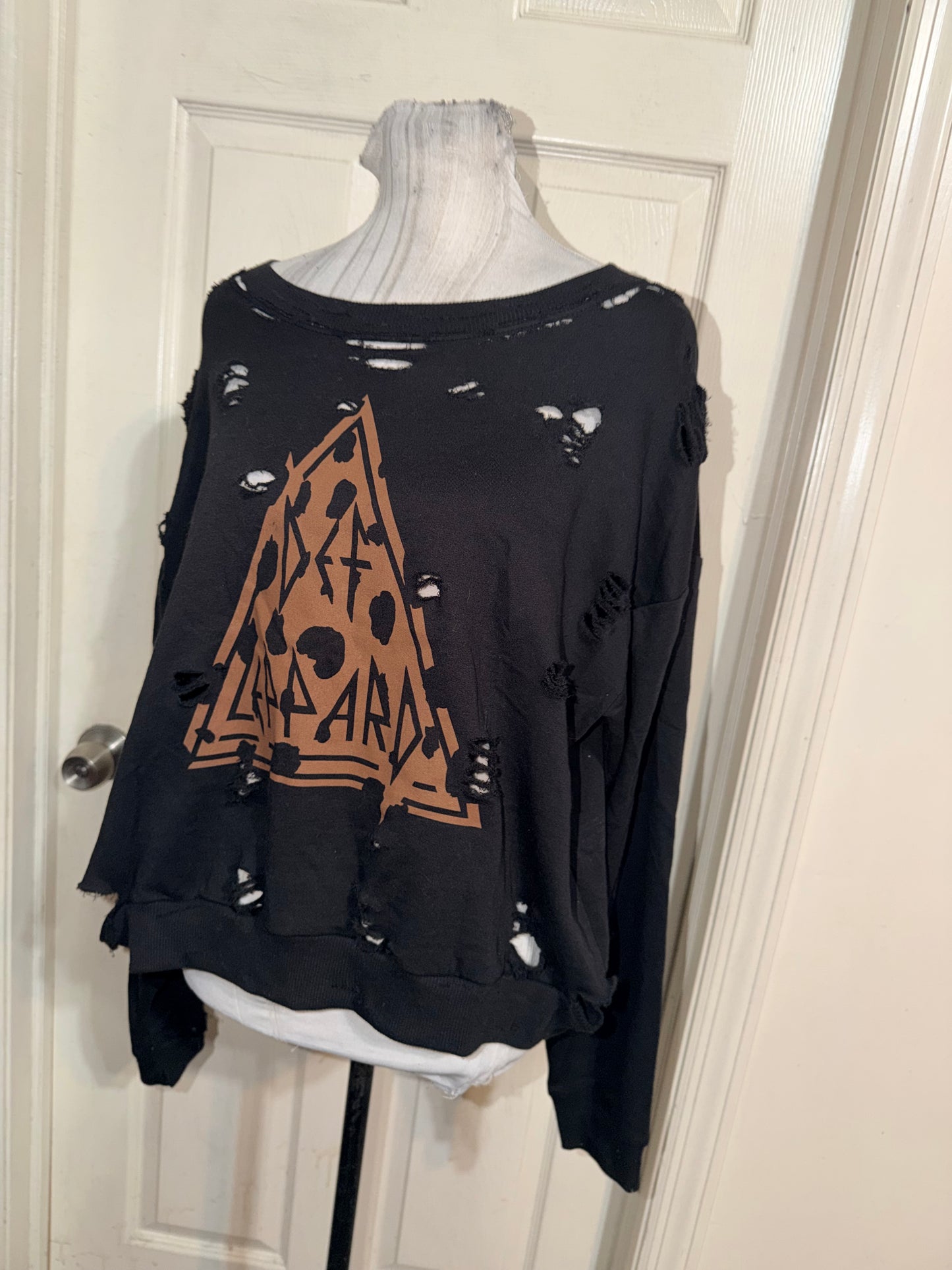Def Leppard Oversized Distressed Sweatshirt