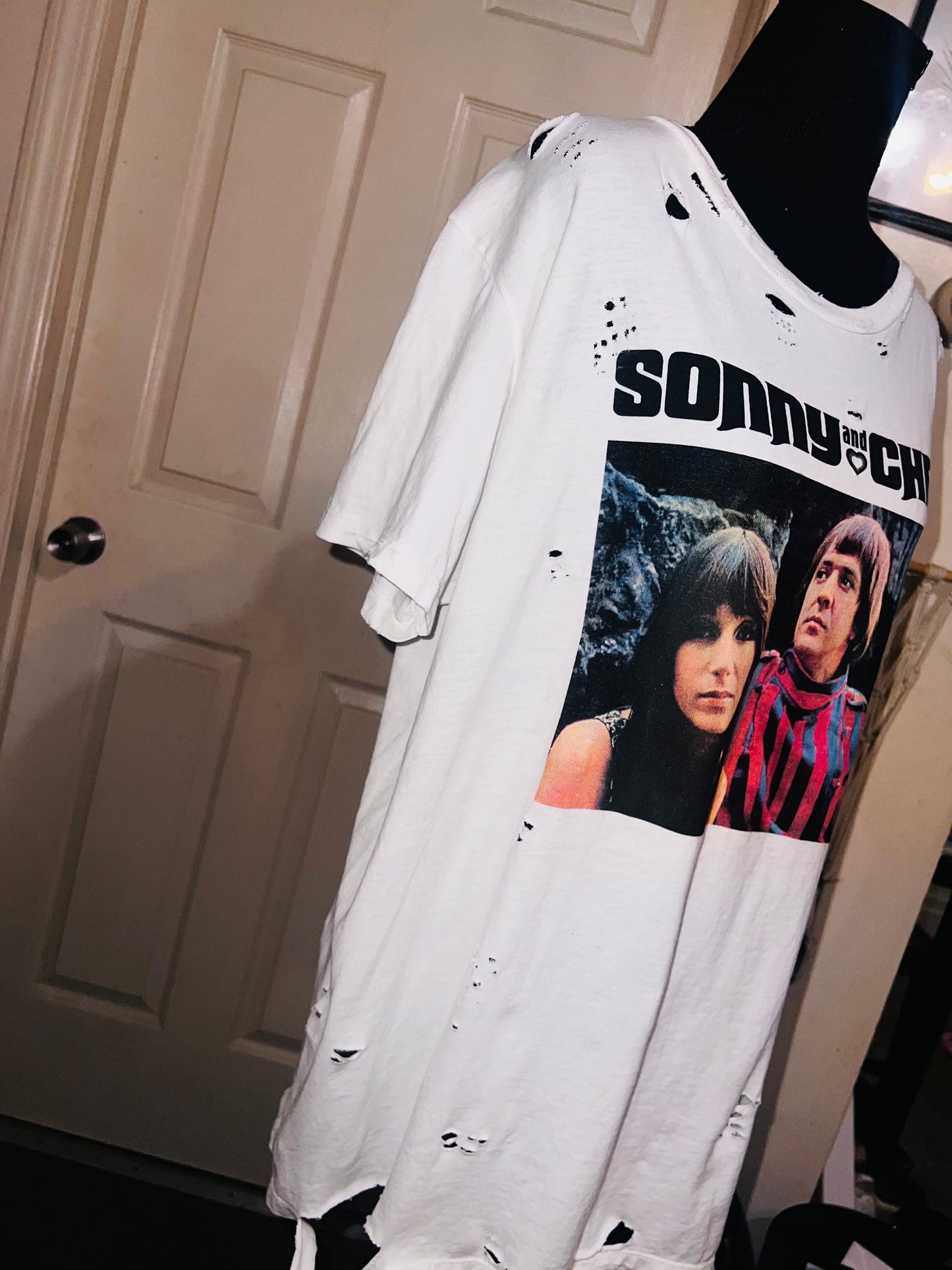 Sonny and Cher Oversized Distressed Tee