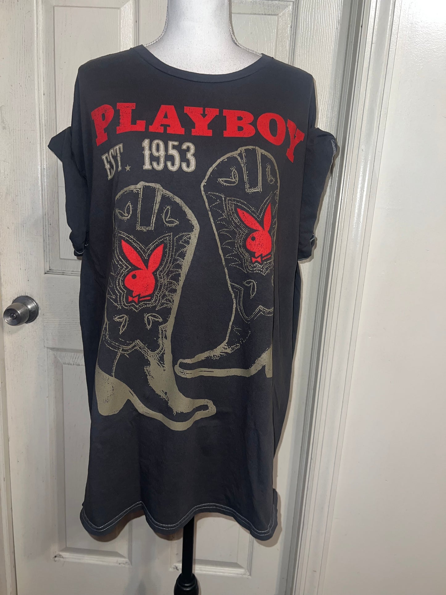 Playboy Cowboy Oversized Distressed Tee