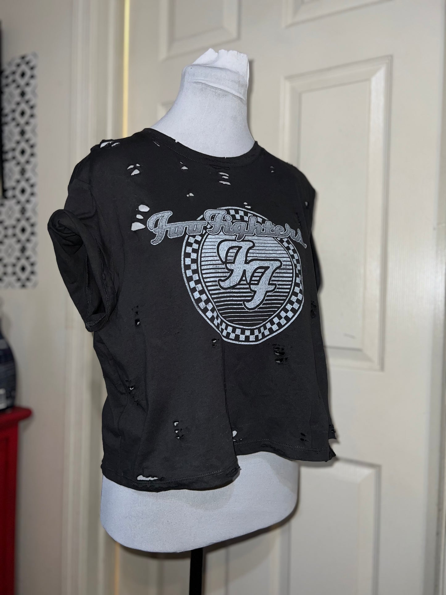 Foo Fighters Oversized Distressed Baby Tee