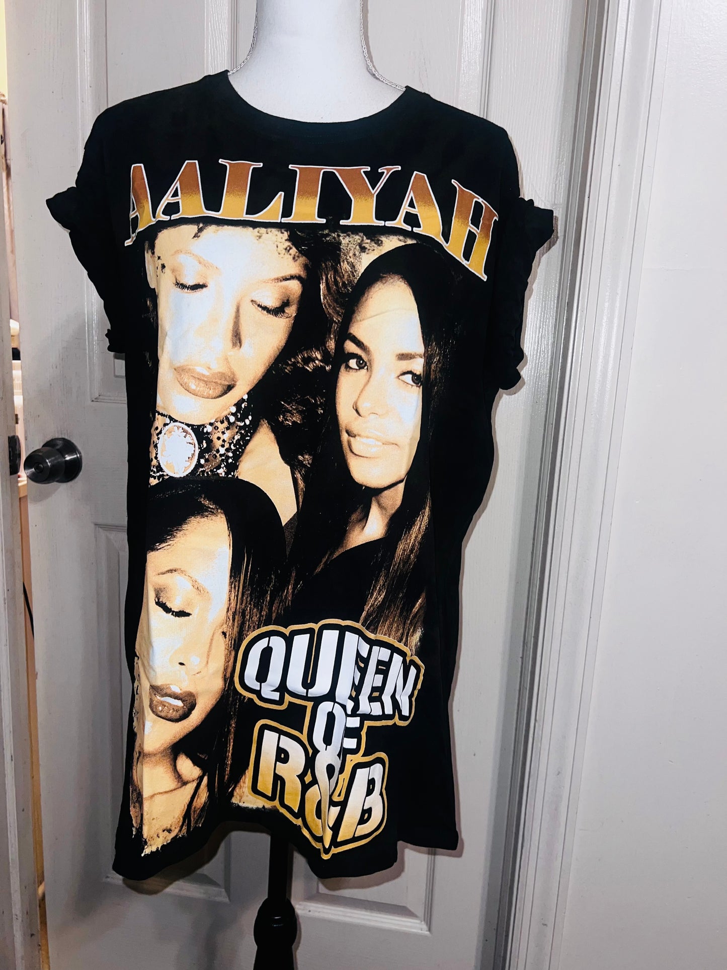 Aaliyah Double Sided Oversized Distressed Tee