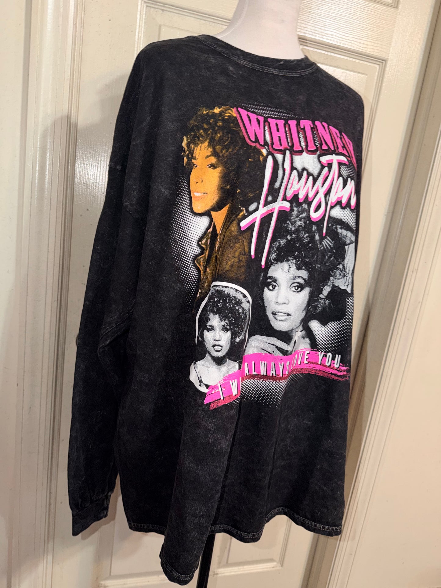 Whitney Houston Oversized Distressed Long Sleeve Tee