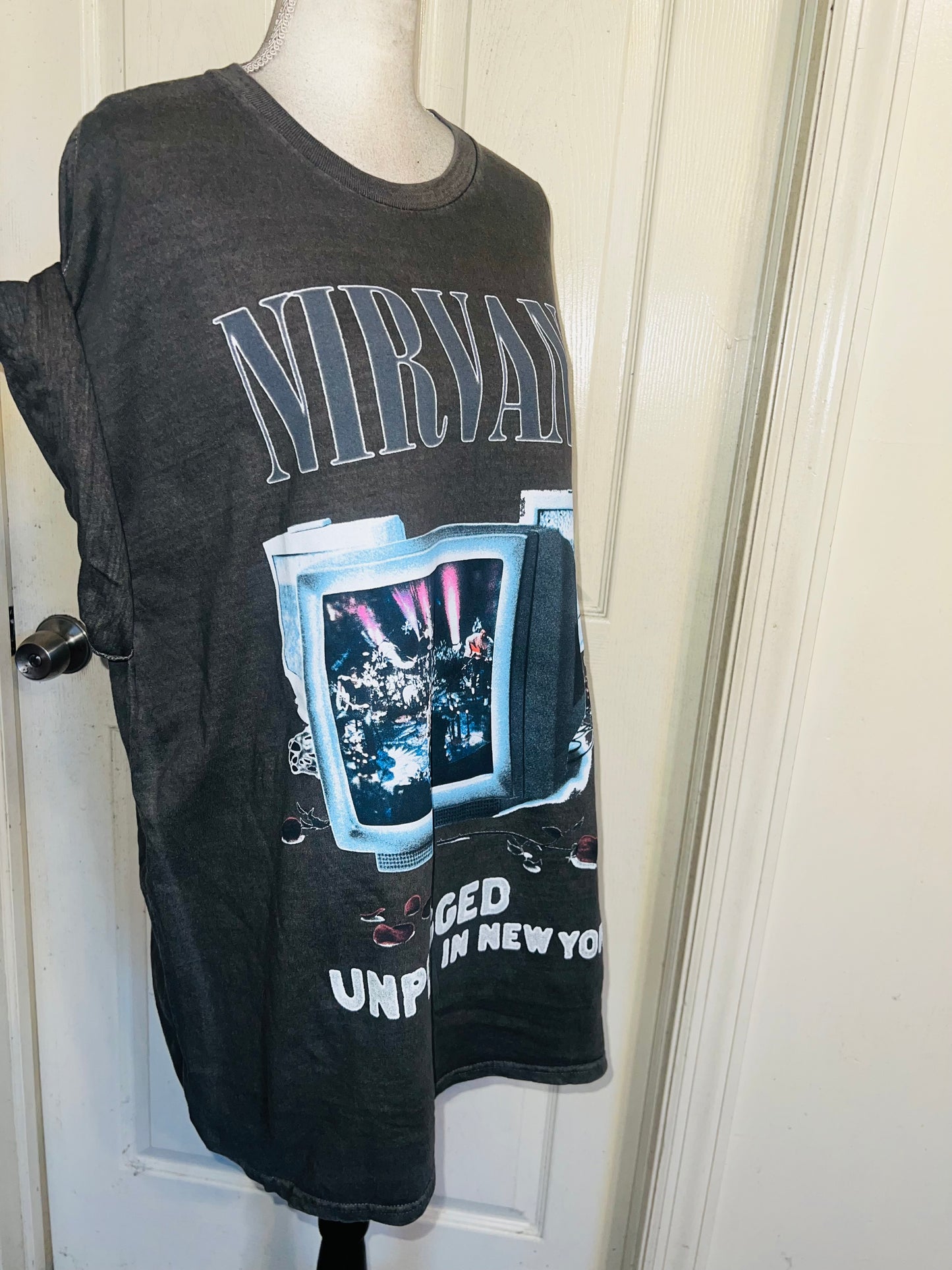 Nirvana Double Sided Oversized Distressed Tee