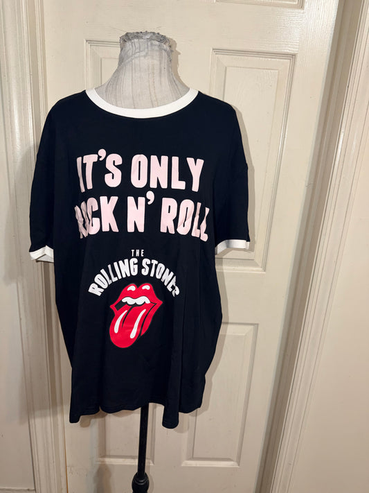 The Rolling Stones Oversized Distressed Raglan Tee