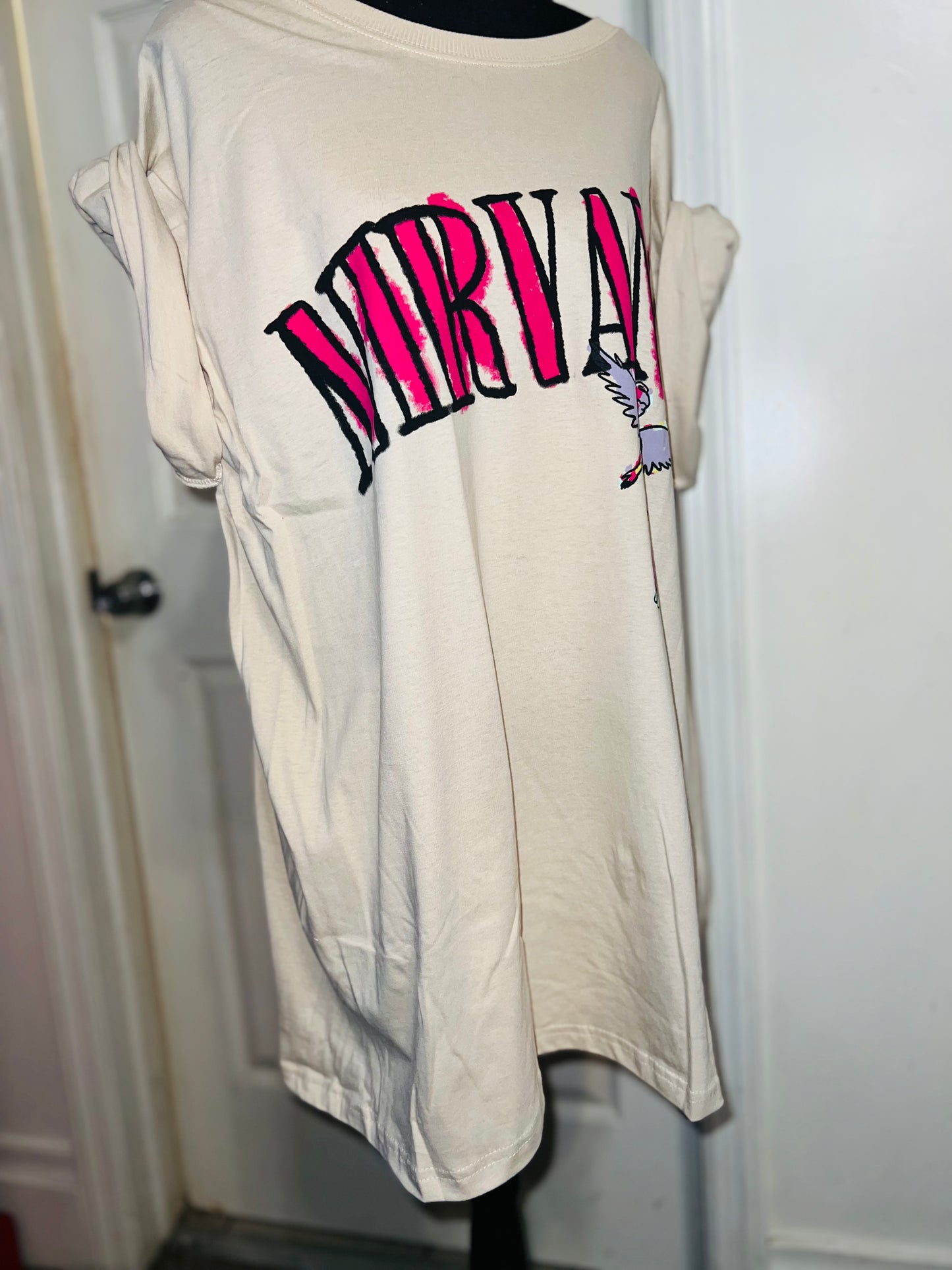 Nirvana Double Sided Oversized Distressed Tee