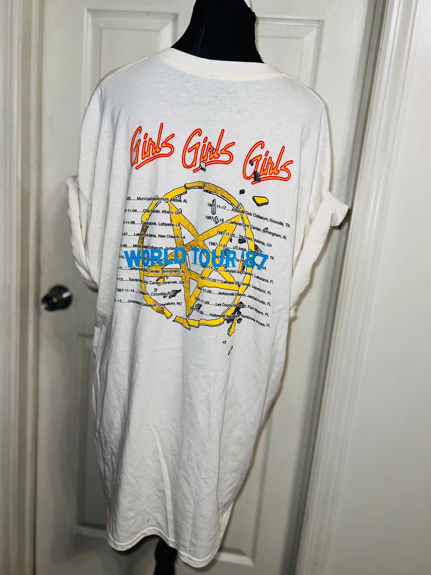 Motley Crue Tour Double Sided  Oversized Distressed Tee