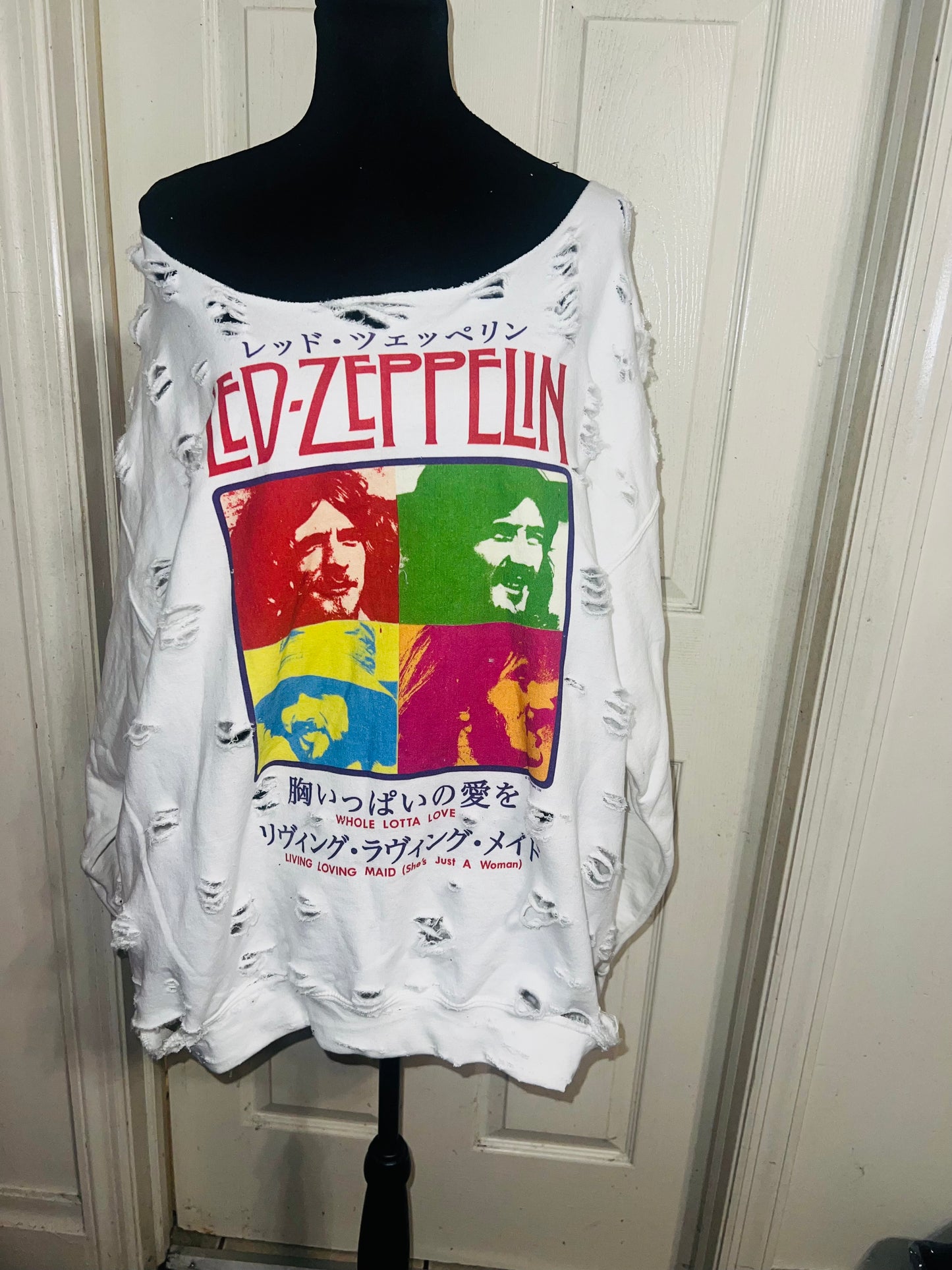 Led Zeppelin Oversized Distressed Sweatshirt