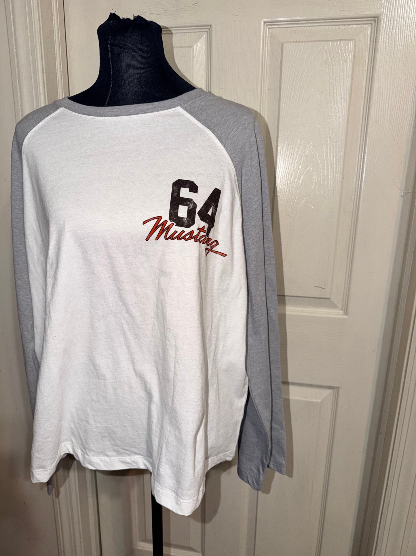Ford Mustang Double Sided Oversized Distressed Long Sleeve Tee